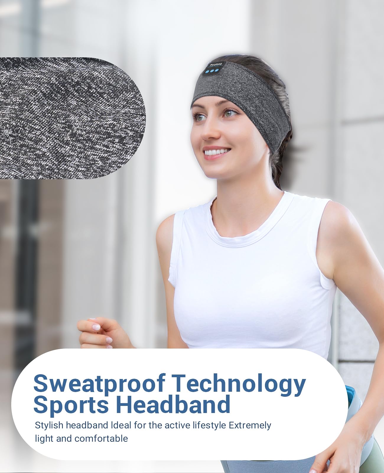 Perytong Sleep Headphones Wireless, Bluetooth Sports Headband Hea by Perytong - Angle View 5