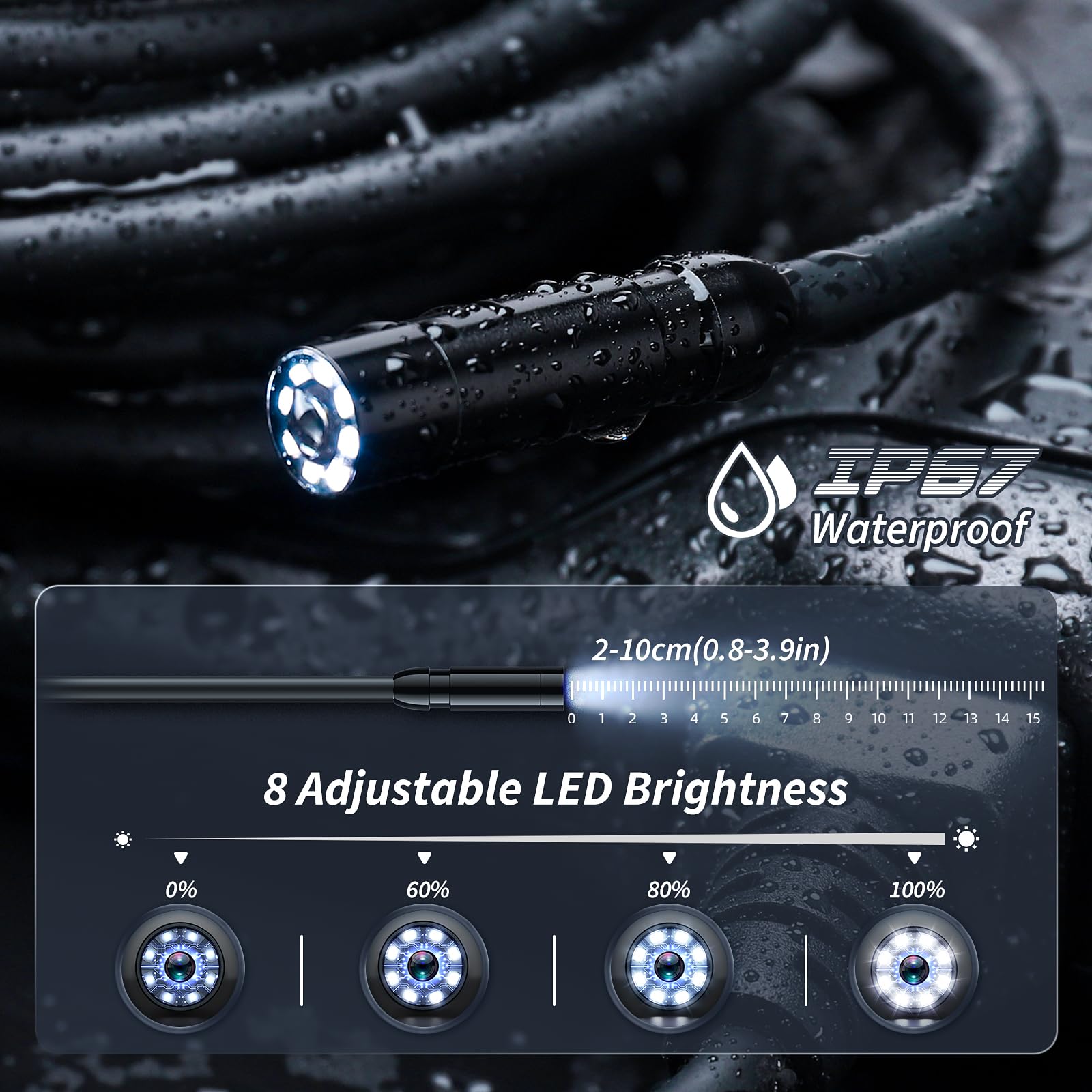 MugEasy Endoscope Camera with Light, Inspection Borescope Camera by MugEasy - Angle View 6