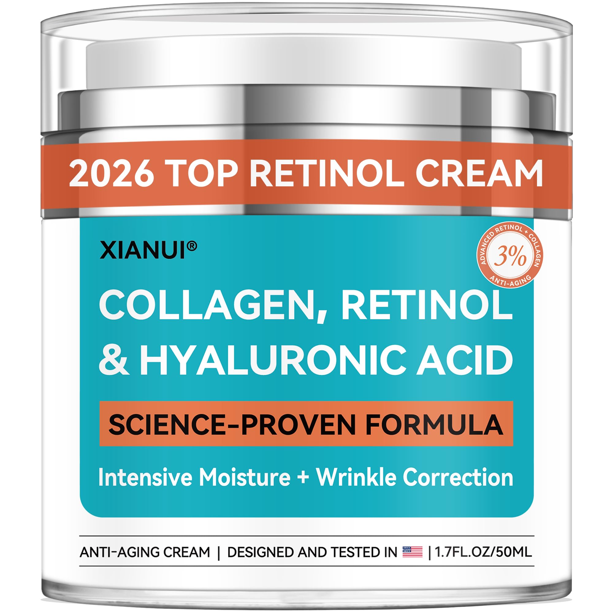 Retinol Face Cream with Collagen & Hyaluronic Acid - Anti Aging - Product Imagery