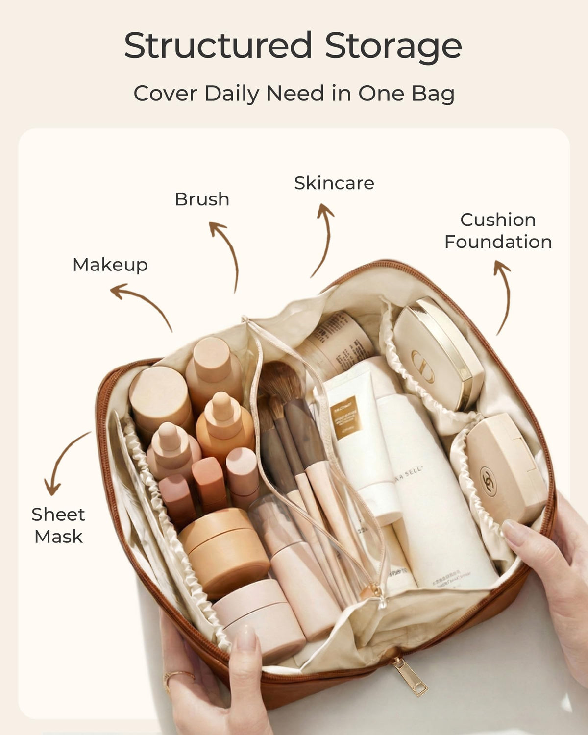 BAGSMART Makeup Bag Travel Cosmetic Bag Women Toiletry Case - BAGSMART Official Product Imagery - 4