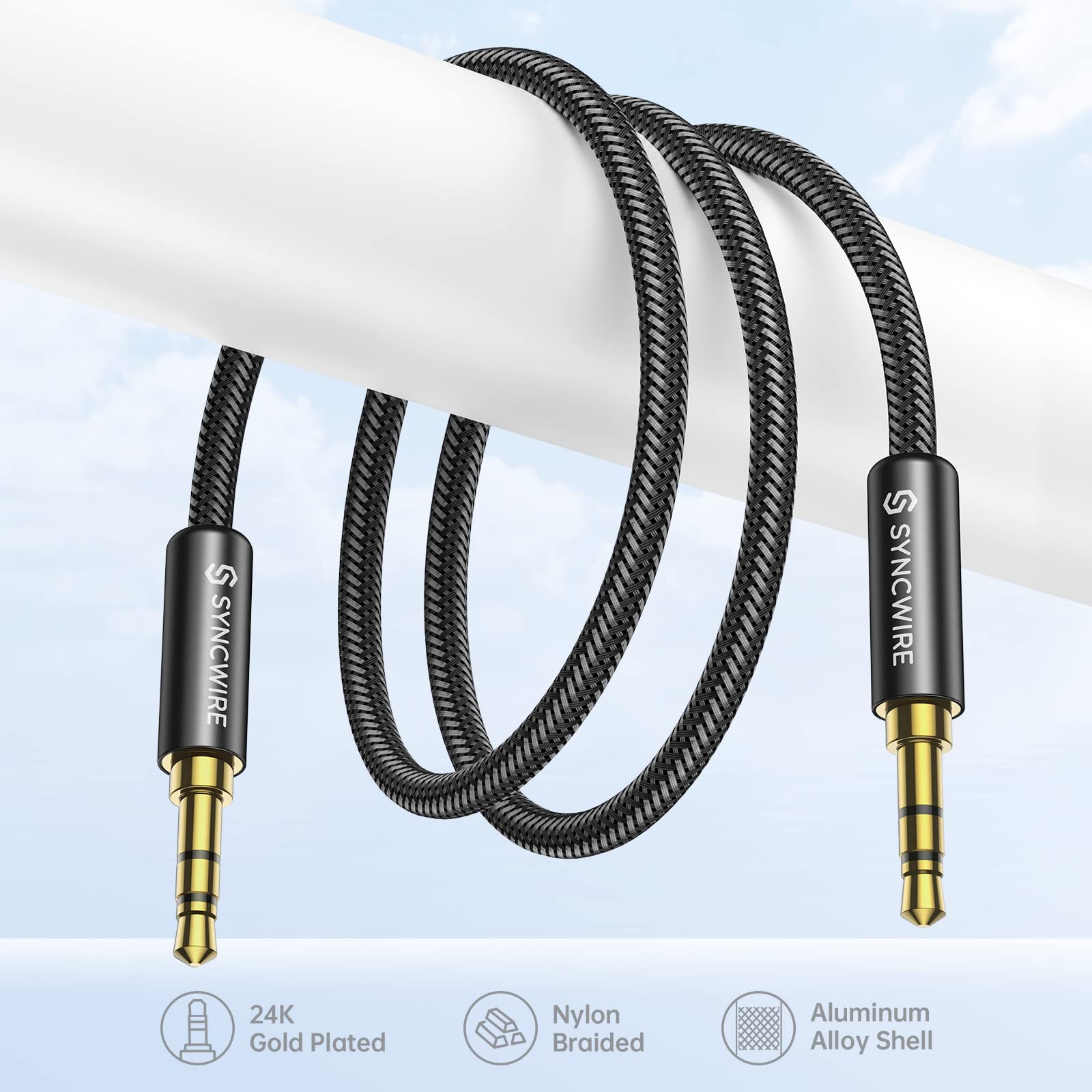 Syncwire Long Aux Cable 6.5Ft- Auxiliary Audio Cable for Headphon by SYNCWIRE - Angle View 5