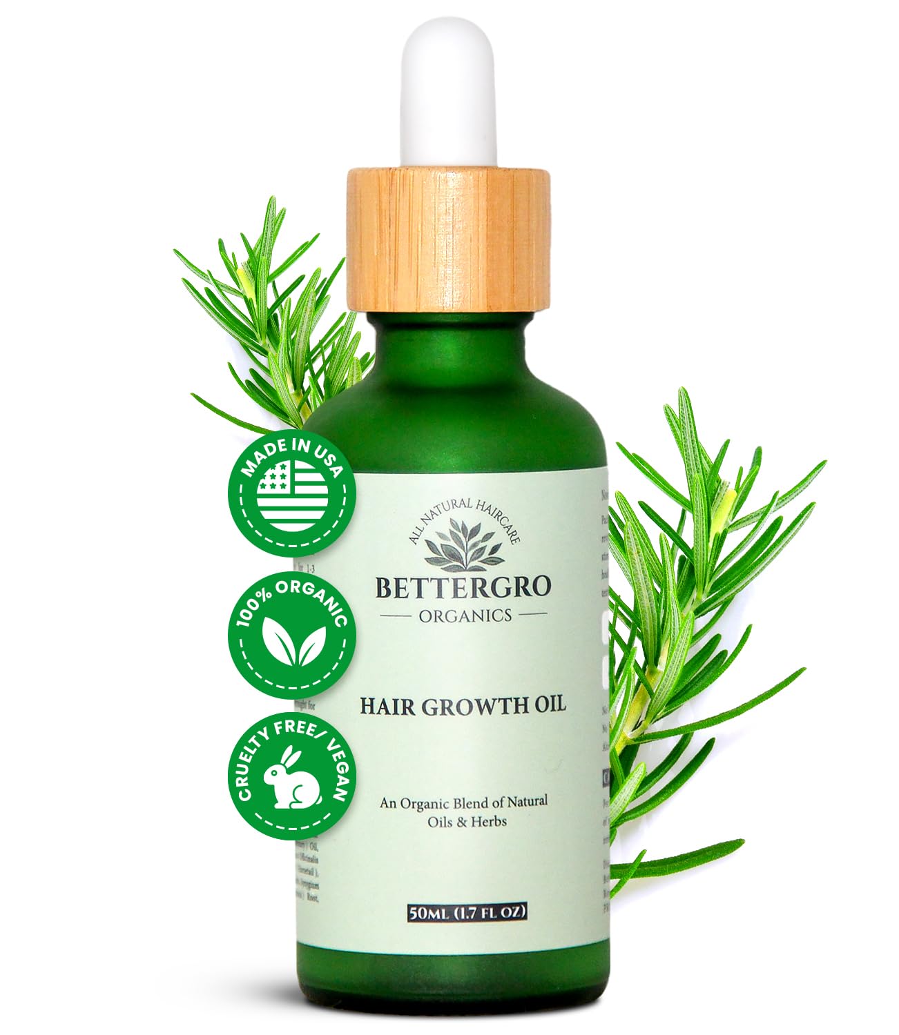 BetterGRO Organic Hair Growth Oil Herbal Natural Blend with - BetterGRO Official Imagery - 2