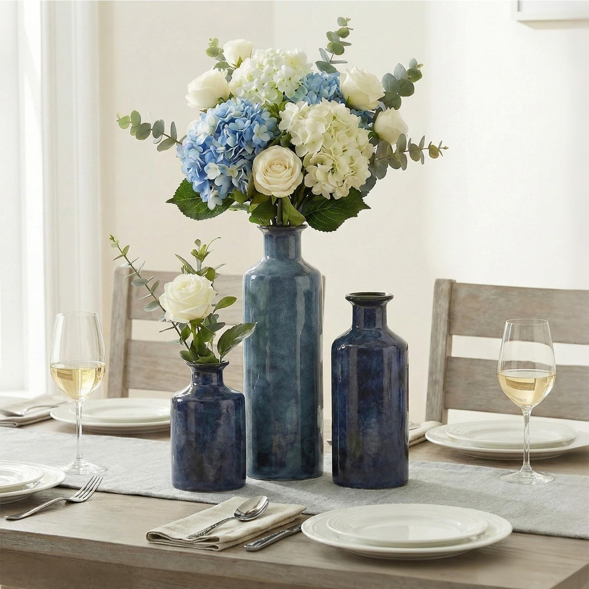 Blue Ceramic Vase Set - QIANLING Official Imagery - 3