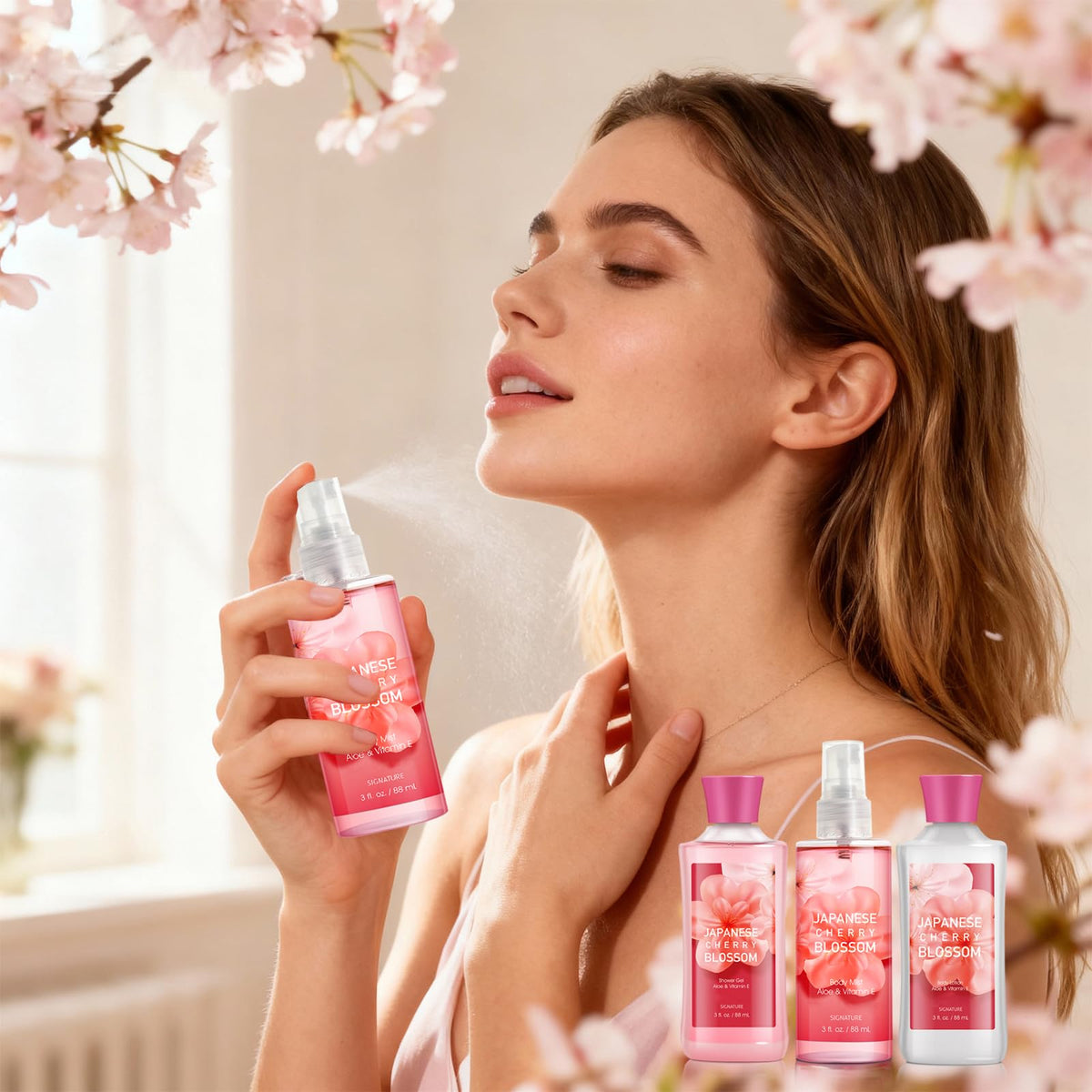 Japanese Cherry Blossom Bath Set for Women Shower Gel Lotion - Premium Selection Official Imagery - 5