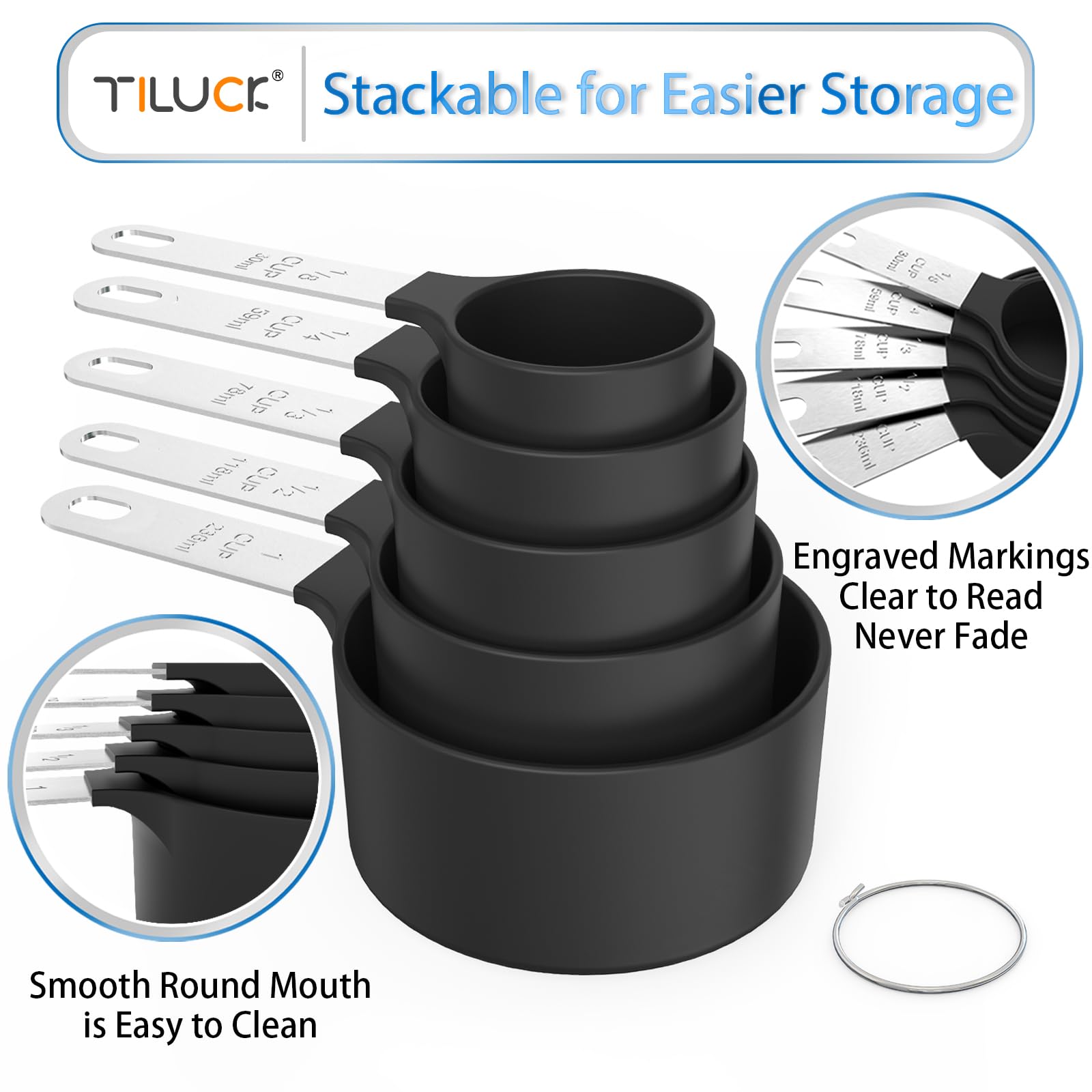 TILUCK Measuring Cups & Spoons Set, Stackable Cups and Spoons by TILUCK - Angle View 5