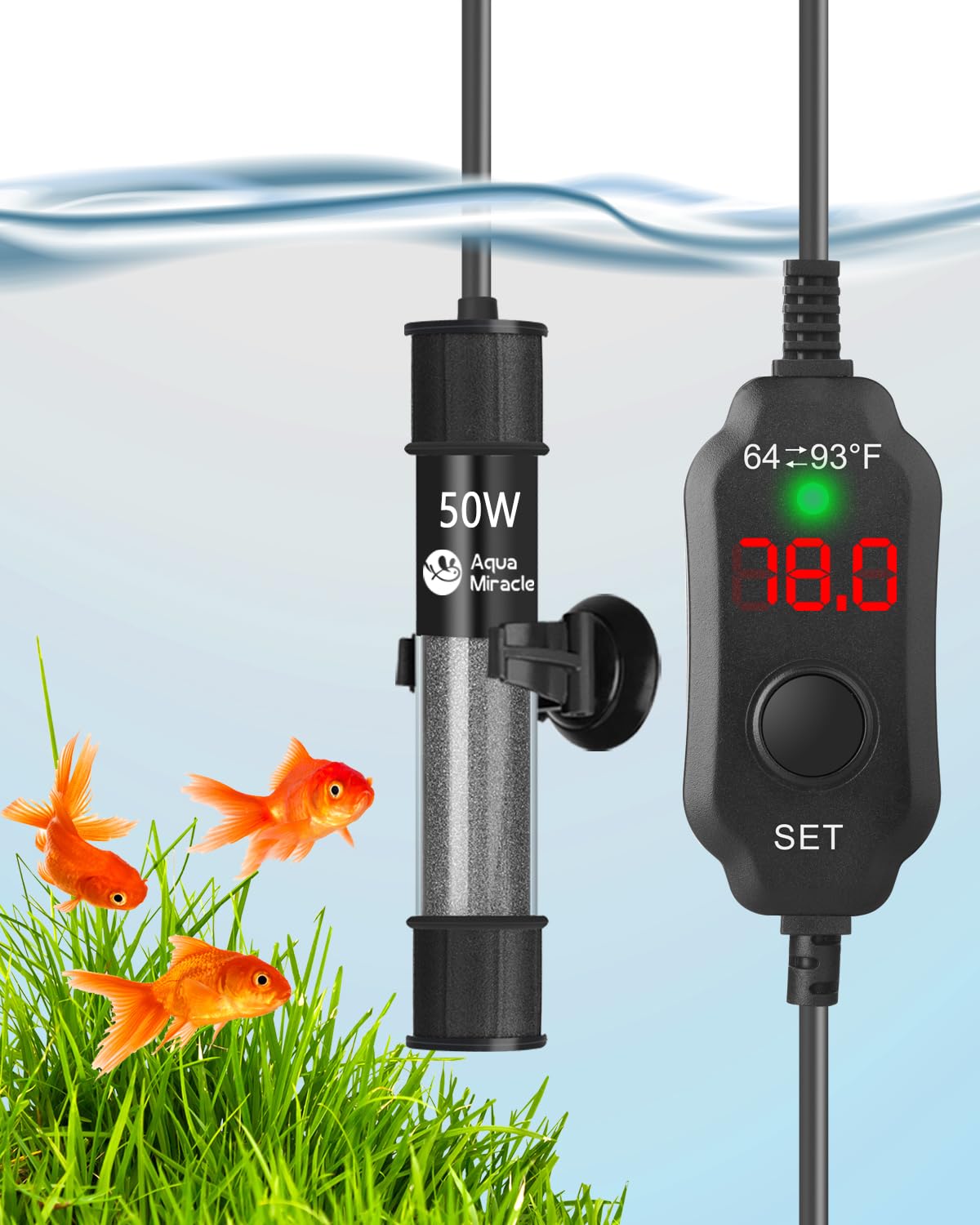 AquaMiracle Aquarium Heater 50W Fish Tank Heater for 5-10 Gal Tan - AquaMiracle Official Product View 1