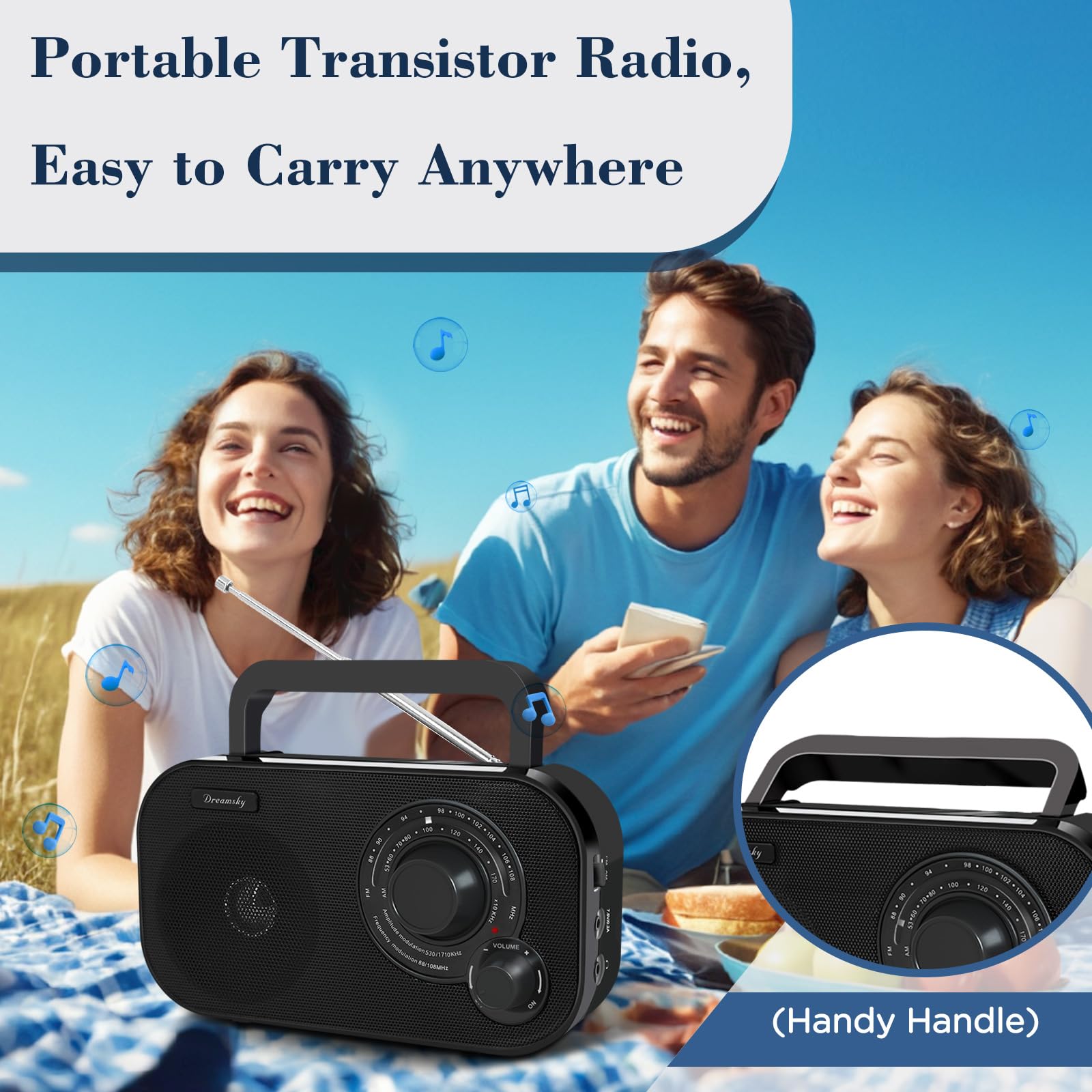 DreamSky AM FM Portable Radio – AC or Battery