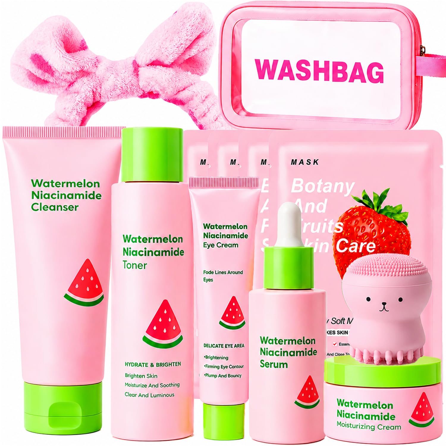 Watermelon Skin Care Set for Teens Girls Women, Gentle Facial - Product Imagery