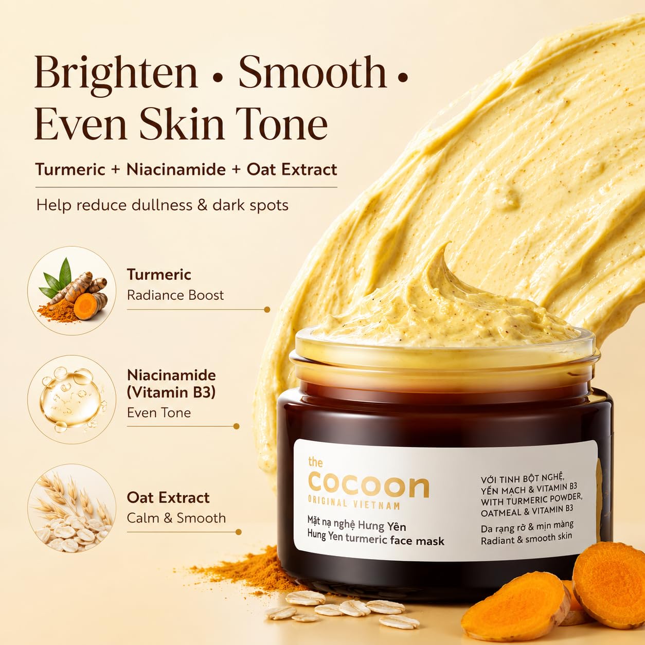 COCOONORIGINAL Vietnam Hung Yen Turmeric Face Mask 100ml / 3.38 - COCOONORIGINAL