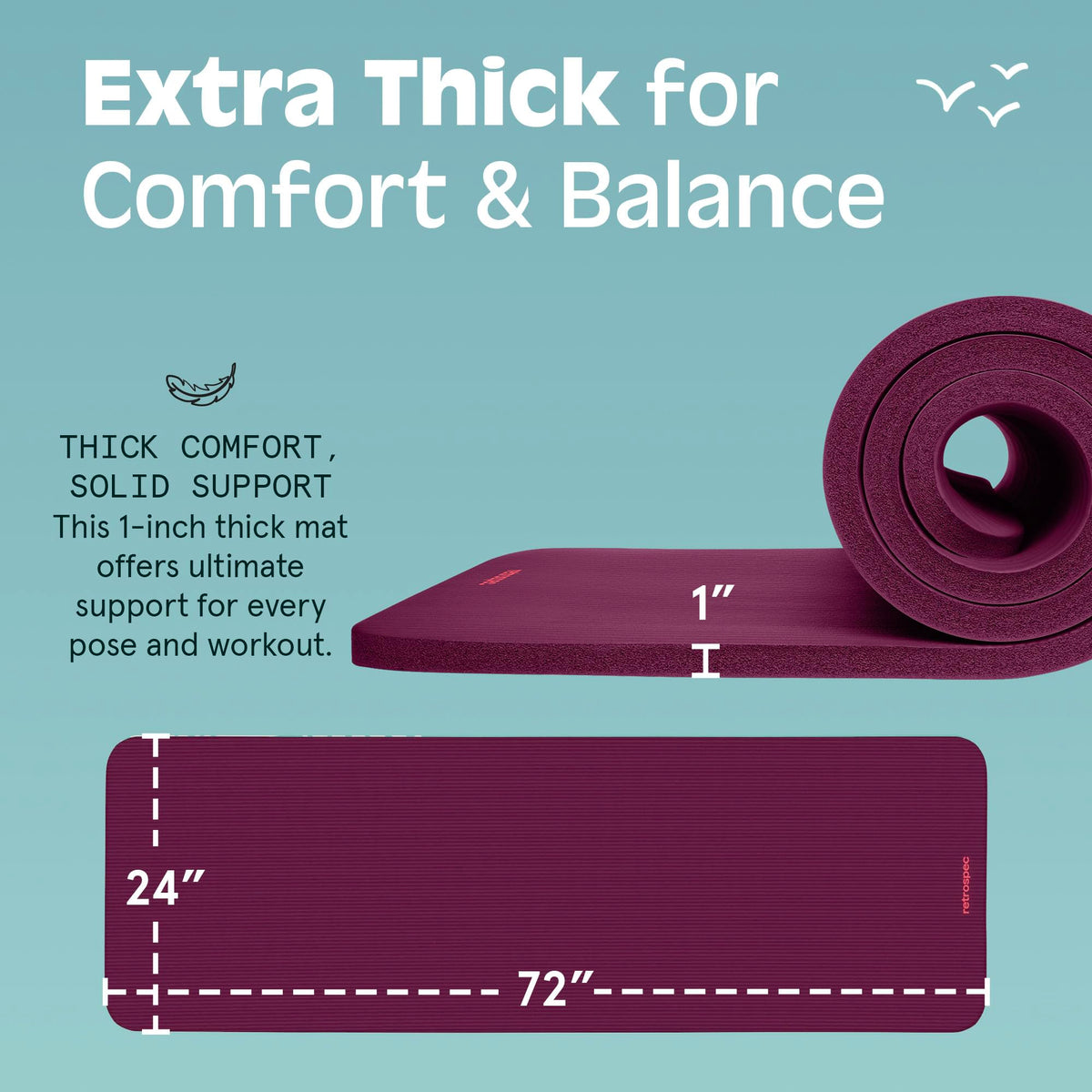 Retrospec Solana Yoga Mat 1 Thick w Nylon Strap for Men - Premium Selection Official Imagery - 4
