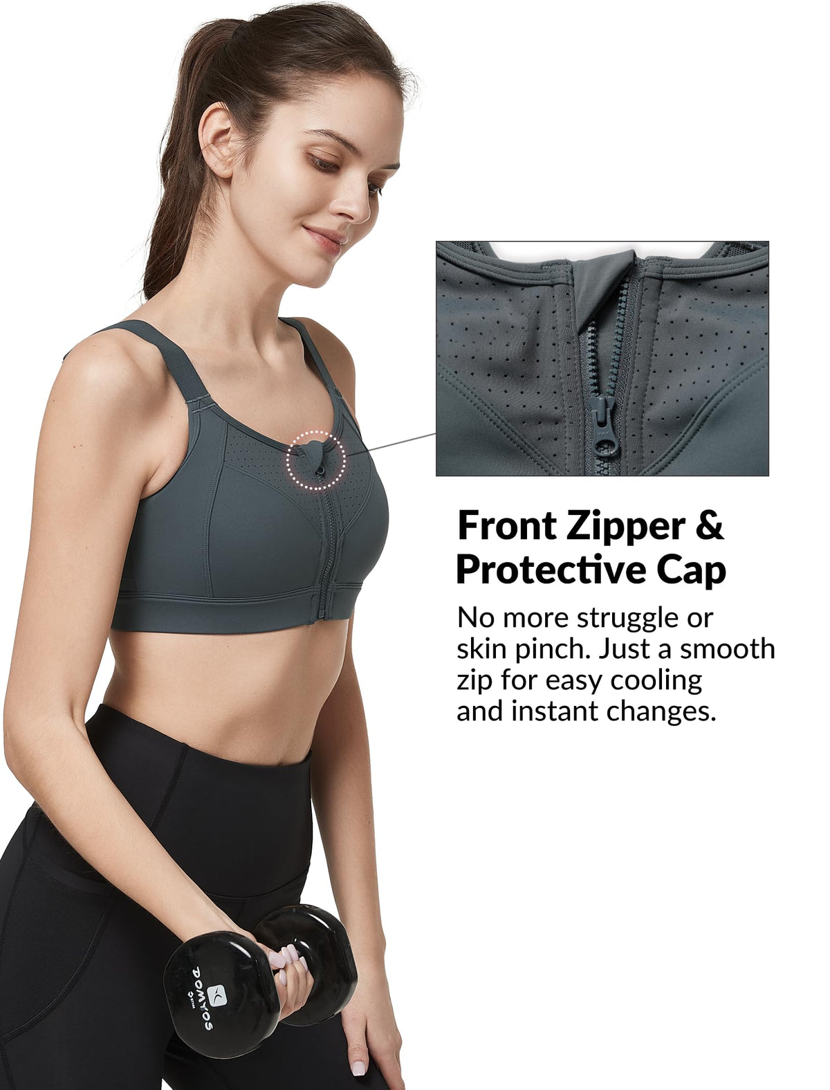 Yvette Adjustable Sports Bras High Impact Zip Front - Yvette Official Imagery - 5