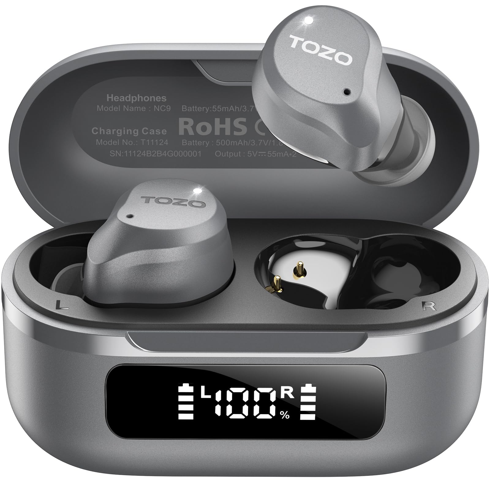 TOZO NC9 Hybrid Active Noise Cancelling Wireless Earbuds, 60H, LE - TOZO Official Product View 1
