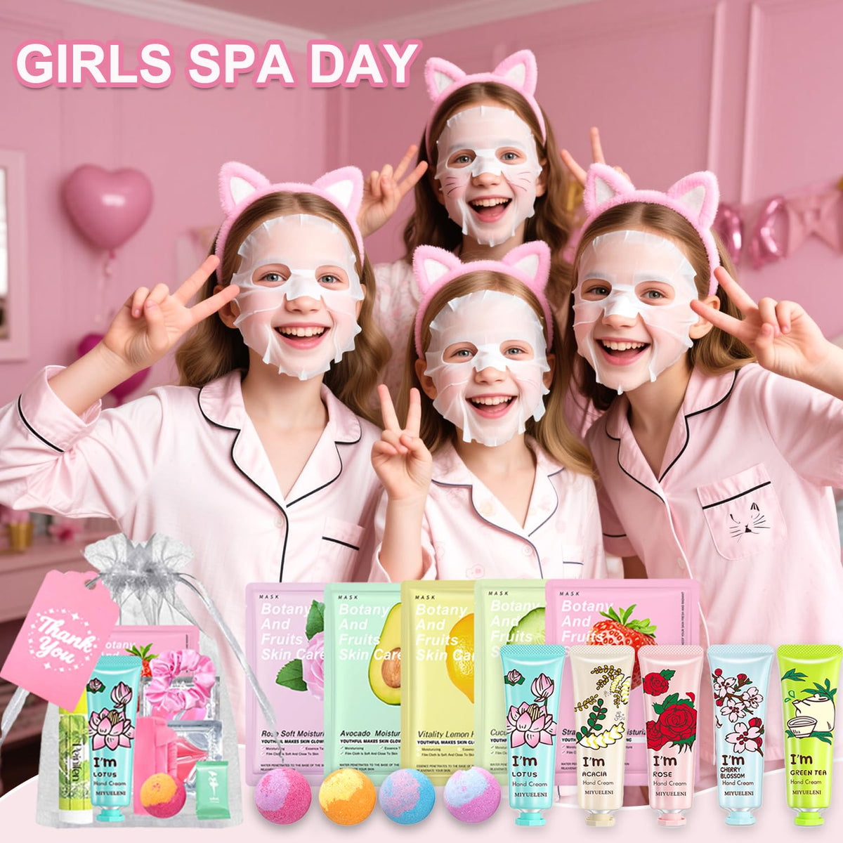 55PCS Spa Skincare Set for Kids Spa Party Favors Supplies - firstfly Official Imagery - 3