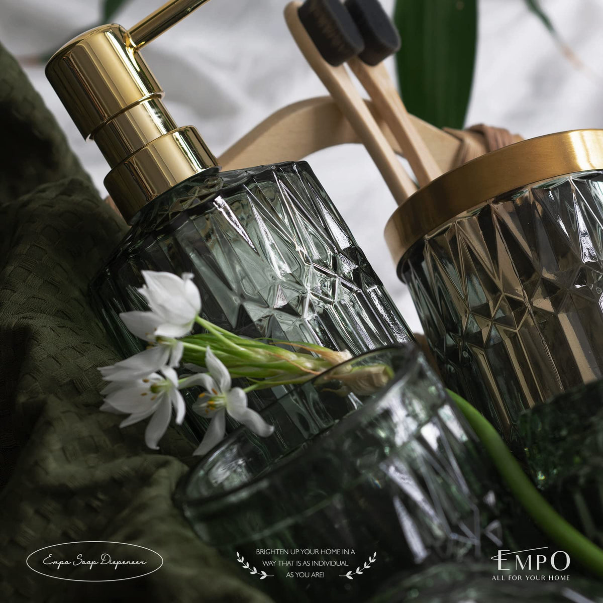 6PCS Bathroom Clear Glass Accessories Set Contemporary - EMPO Official Imagery - 5