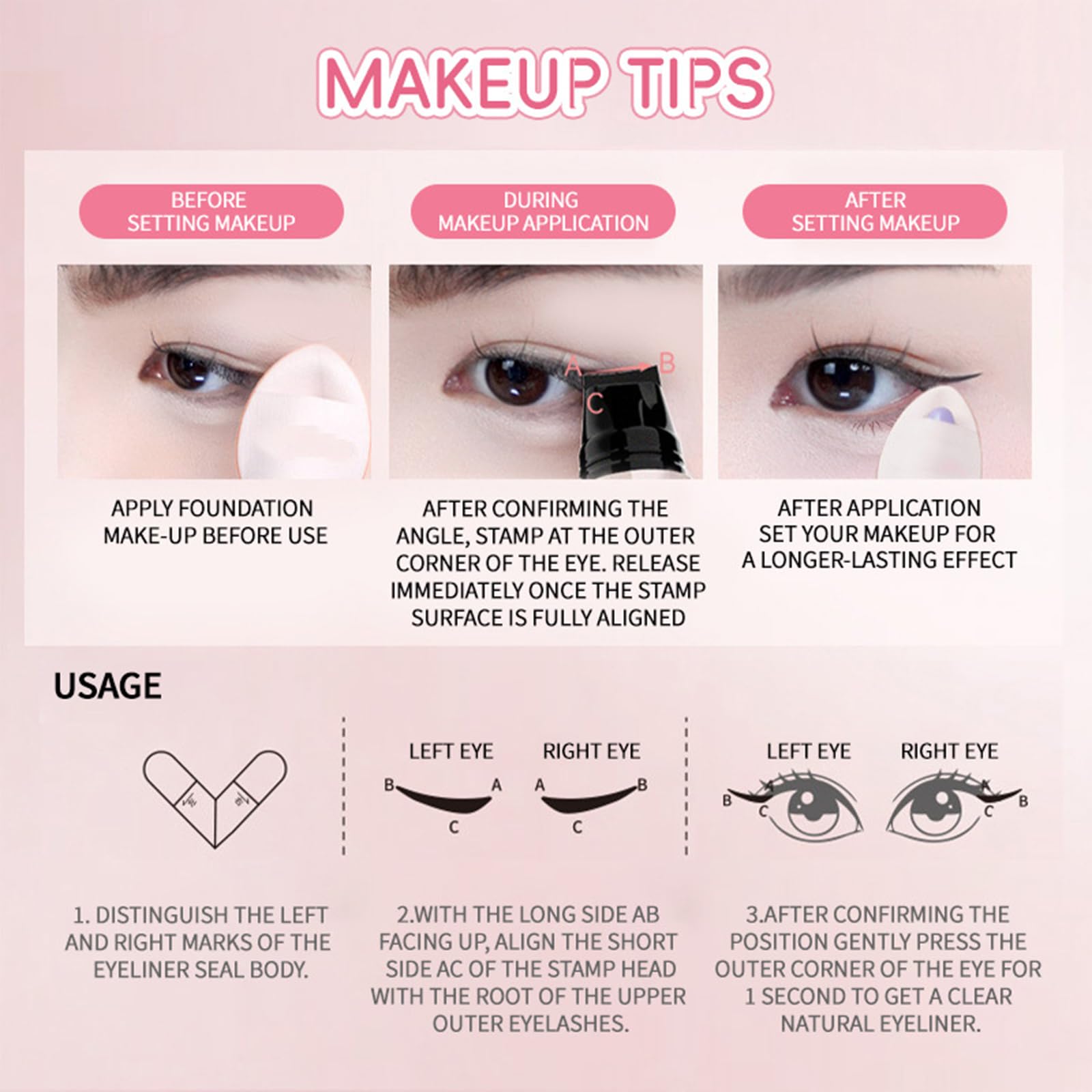 Hunjiry Foldable Eyeliner Stamp for Beginners – Black Gel Winged Eyeli - View 6