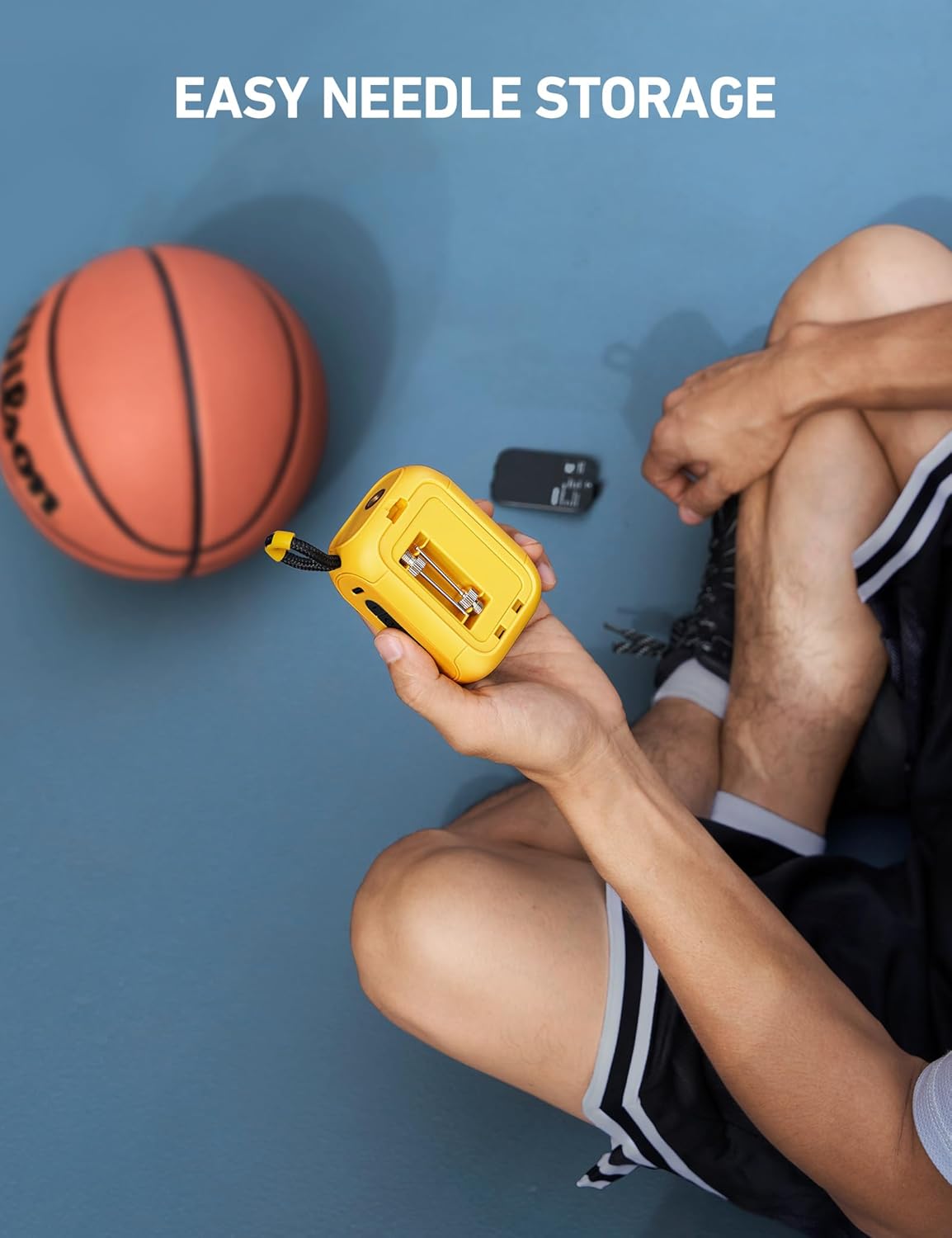 AstroAI portable electric ball pump with digital LCD display for ultra-fast inflation of sports balls and inflatables.