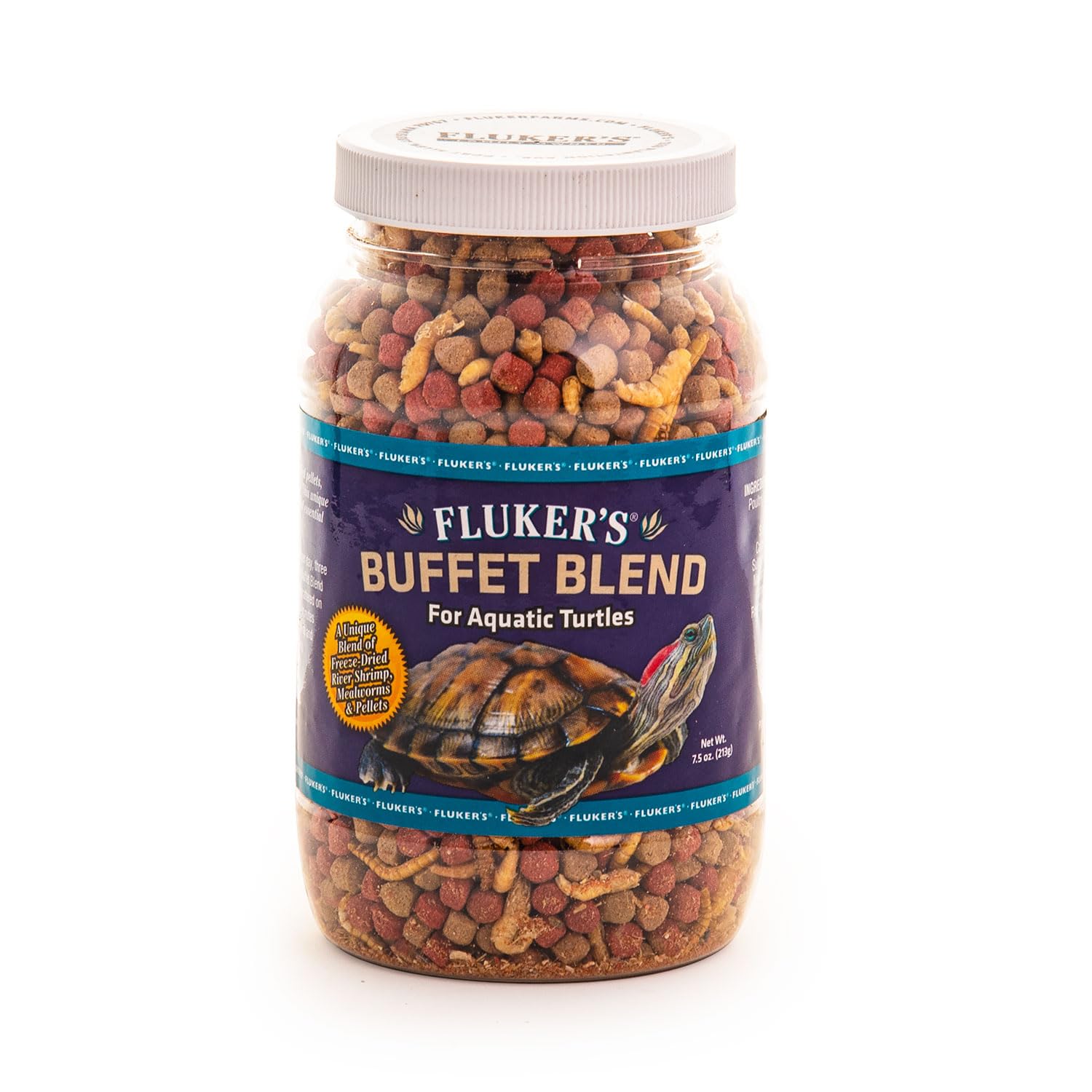 Fluker's Buffet Blend Aquatic Formula, Turtle Food with Freeze, Dried Shrimp, Mealworms, and Vitami