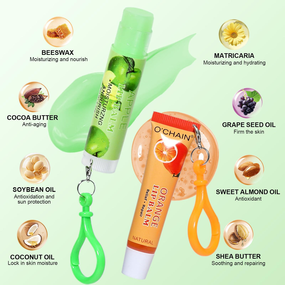 24 Pack Lip Balm Set with Portable Keychain - O'CHAIN Official Imagery - 3