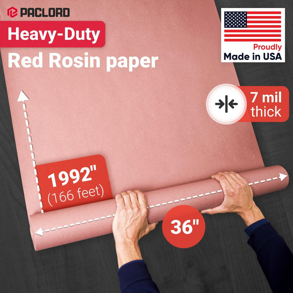 Floor Protection Paper 36 x 166 Red Rosin Paper Roll Made in - Paclord Official Imagery - 3