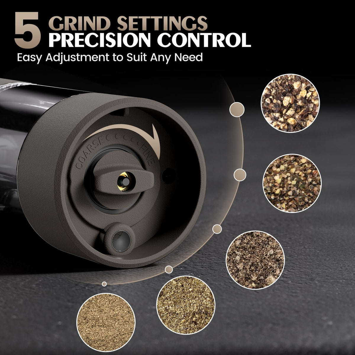 Electric Salt and Pepper Grinder Set Automatic Adjustable - ioion Official Imagery - 4