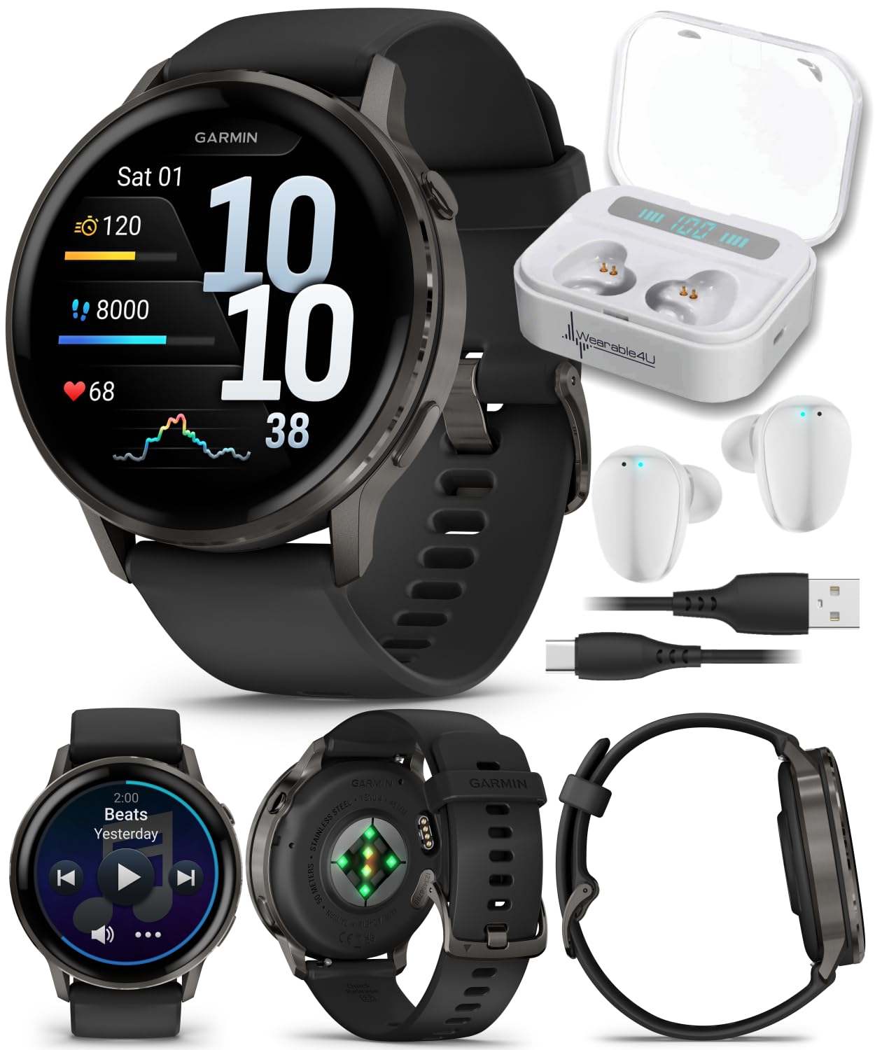Garmin Venu 4 AMOLED 45mm Advanced Health & Fitness GPS Smartwatch, Br - View 1