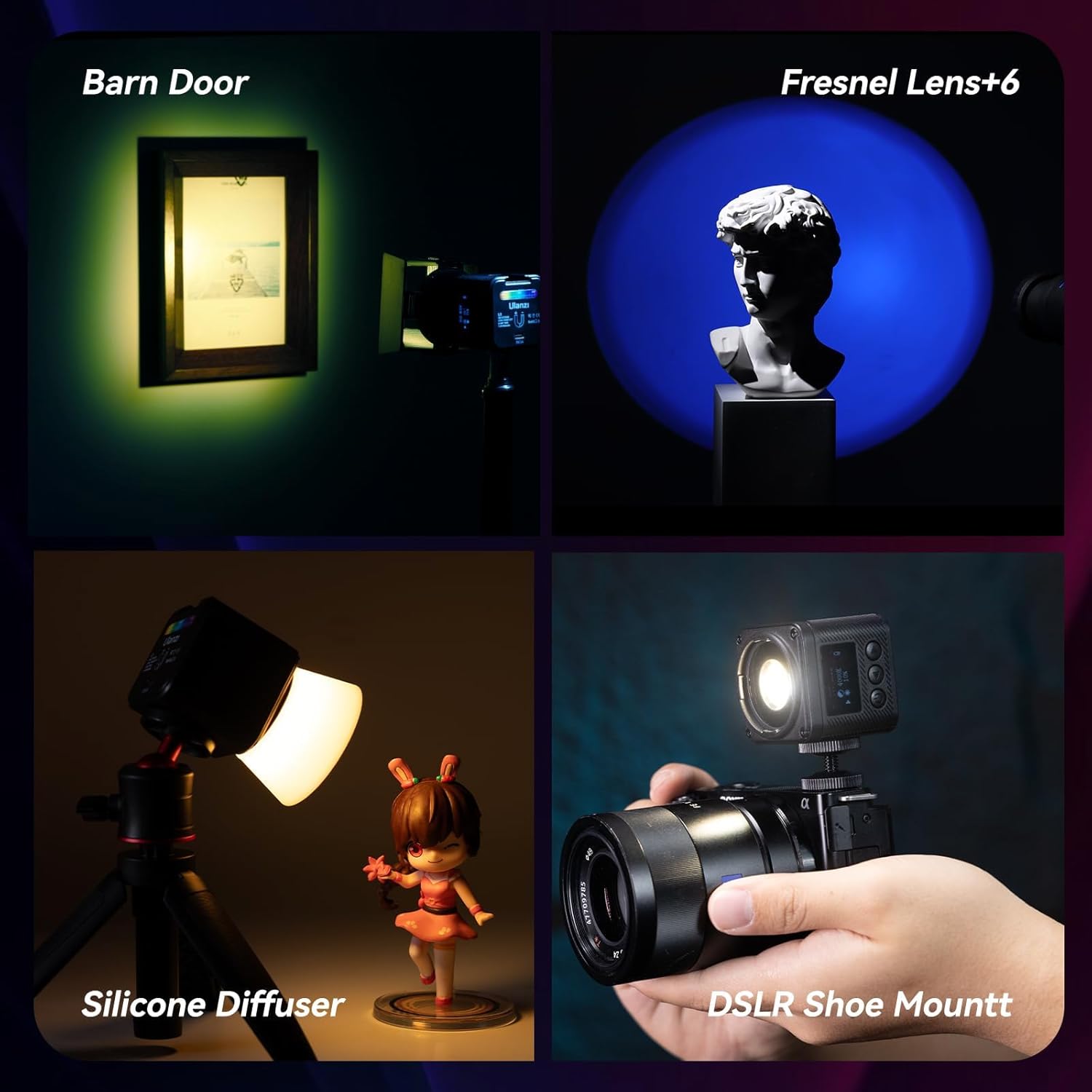 ULANZI L3 RGB LED video light with magnetic camera lighting kit showing adjustable color temperature from 2700K to 7000K