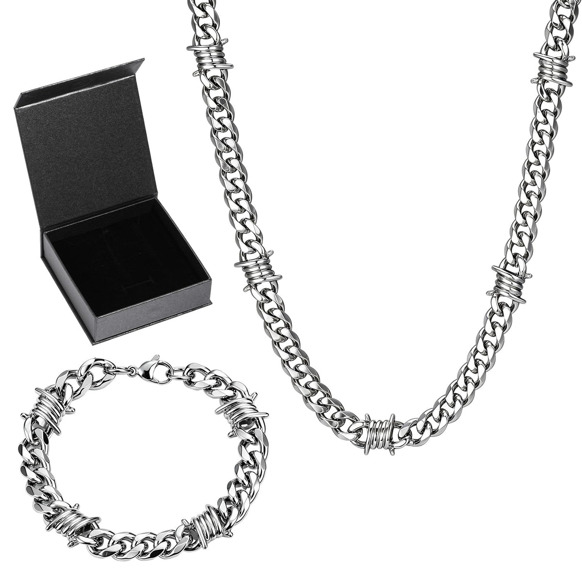 Kigeli Barbed Wire Necklace and Bracelet Set with Jewelry - Kigeli Official Imagery - 2