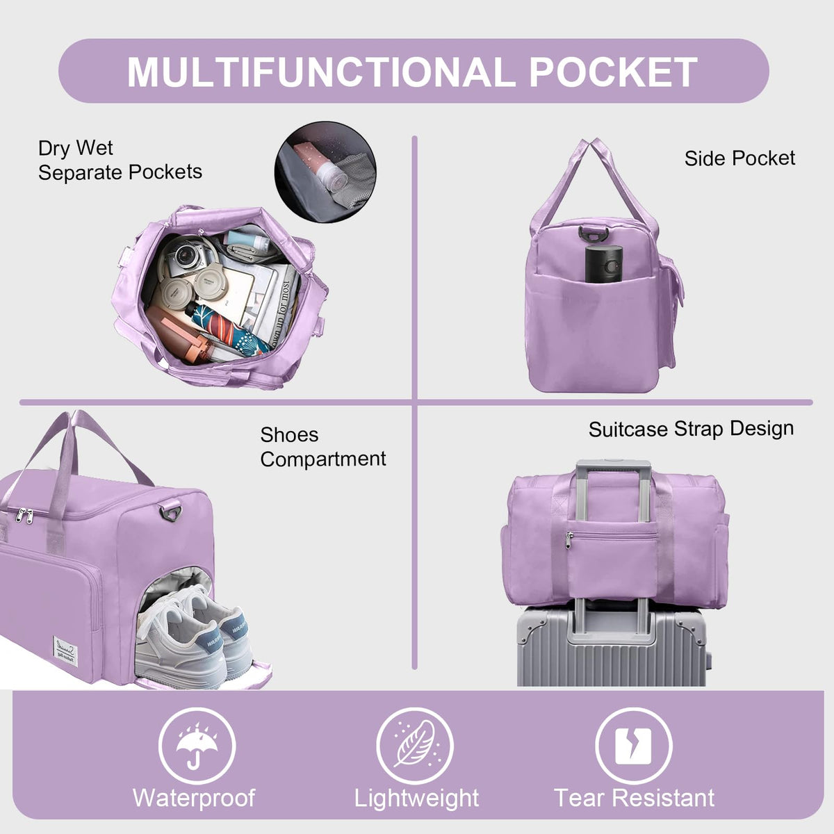Suruid Gym Bag with Toiletry Bag Sports Duffle Bag for Women - Suruid Official Imagery - 4