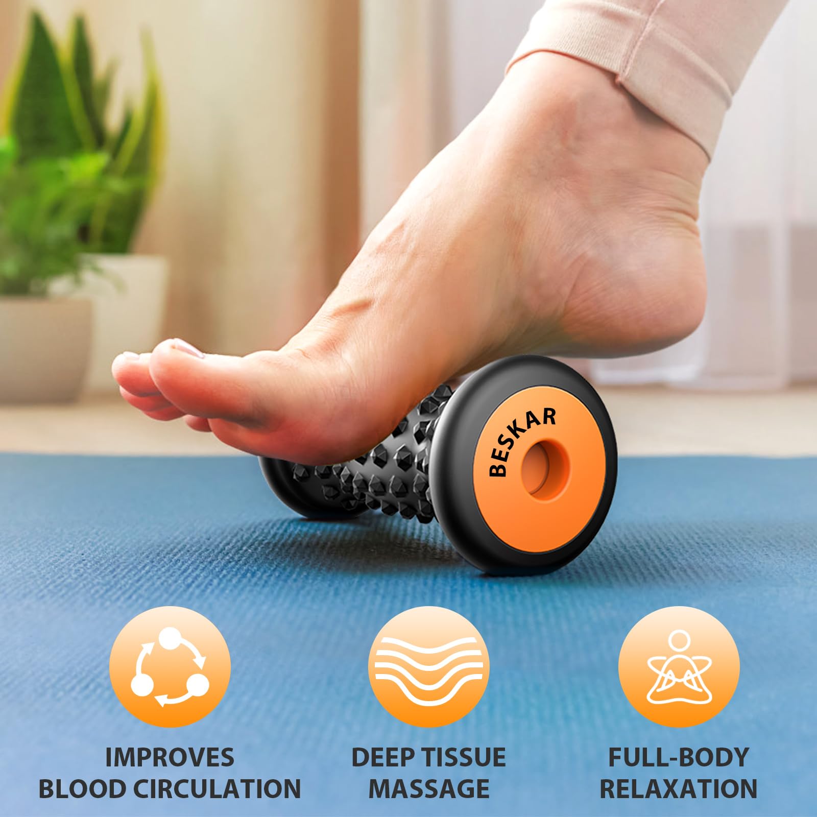 BESKAR Foot Massager Roller for Plantar Fasciitis Relief by BESKAR - Angle View 2