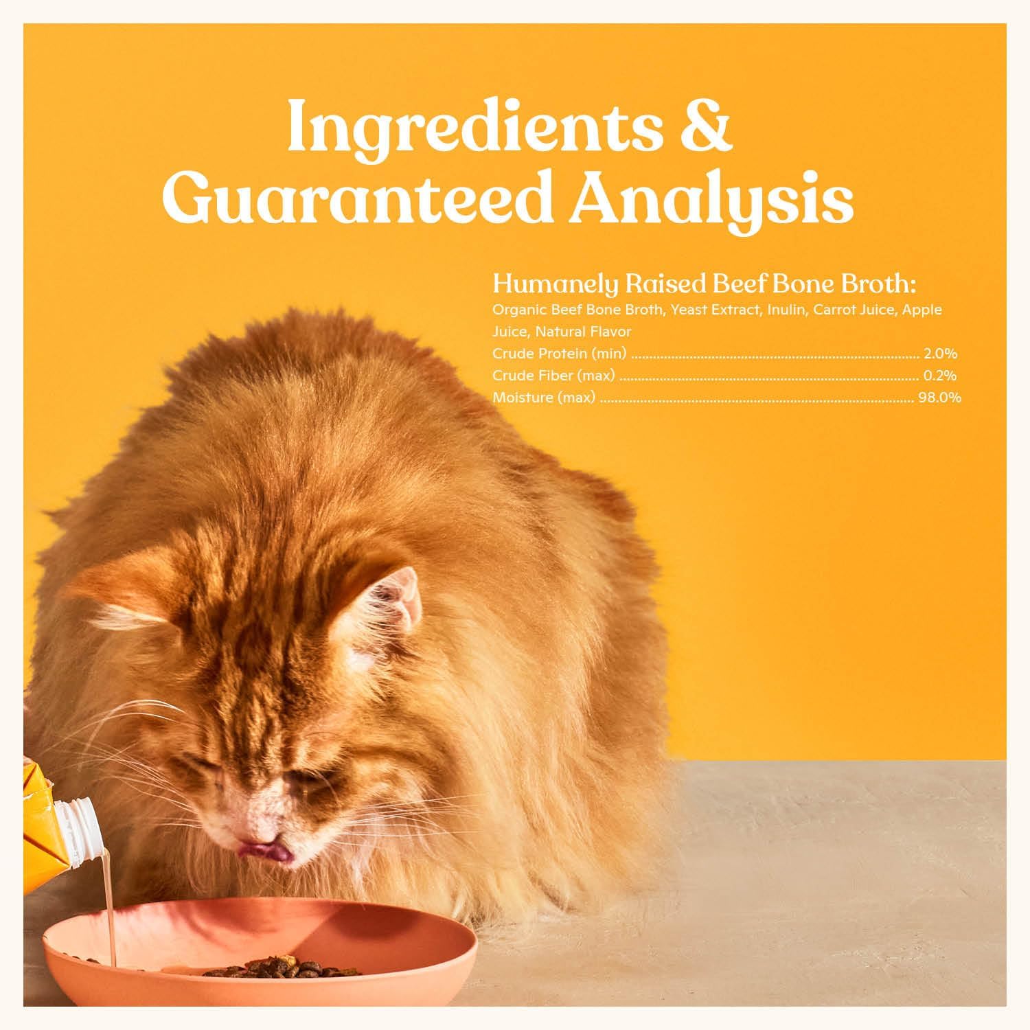 Made by Nacho beef bone broth cat food topper in a pack of four, designed to boost hydration and appeal to picky cats.