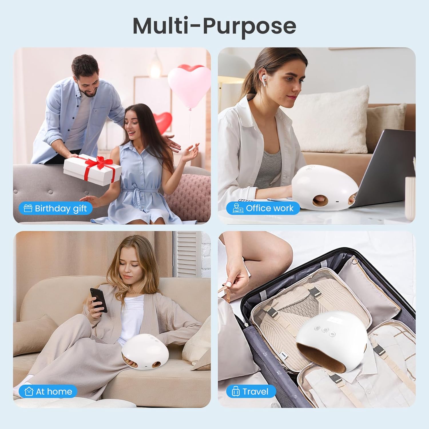 NOWWISH hand massager with heat and compression therapy for arthritis, showing the device wrapped around a user's hand.