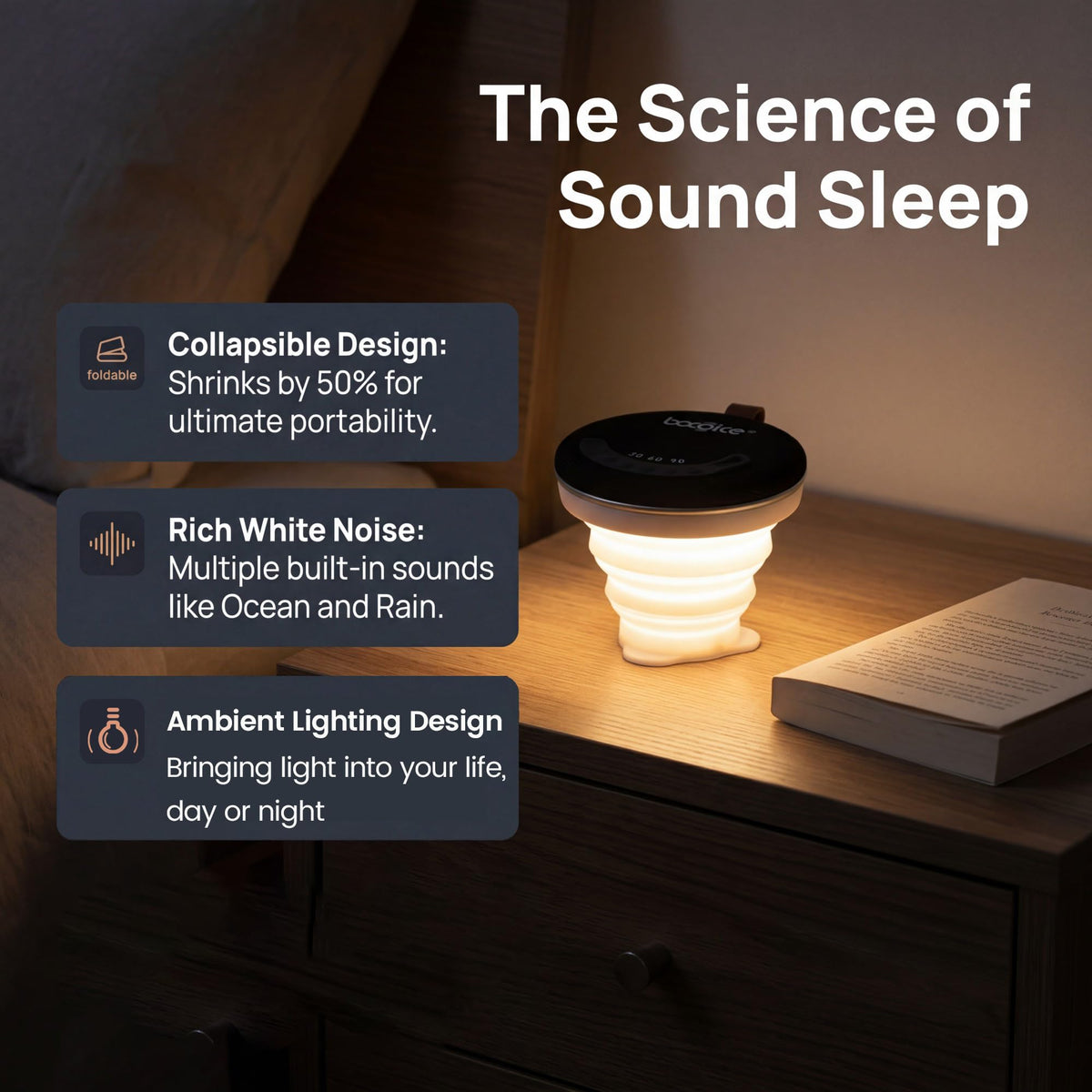 Foldable Bluetooth Speaker with Sleep Night Light Magnetic - bocoice Official Imagery - 5