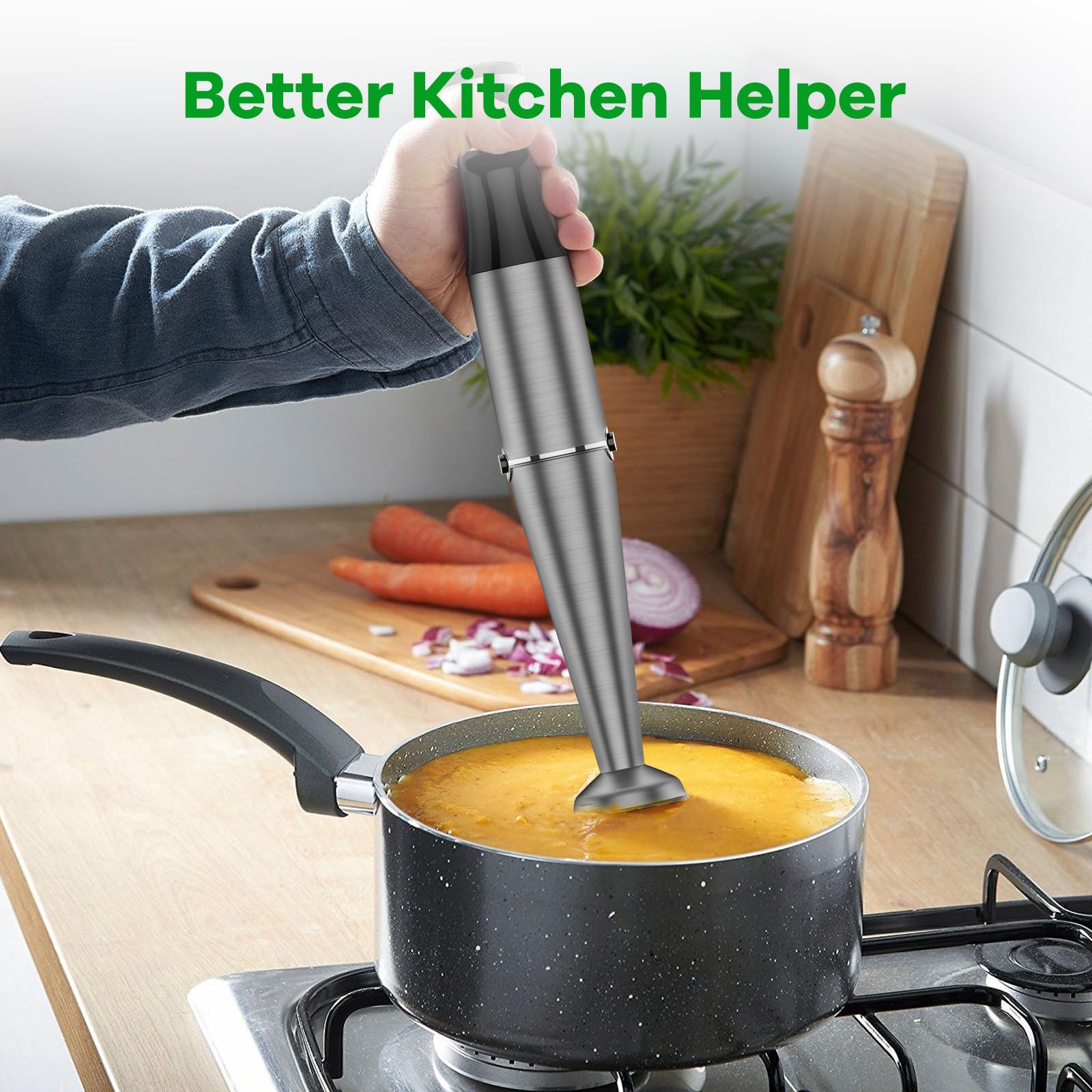 Turelar Immersion Blender Handheld Corded, 1100W 5 in 1 Hand Blen by turelar - Angle View 8