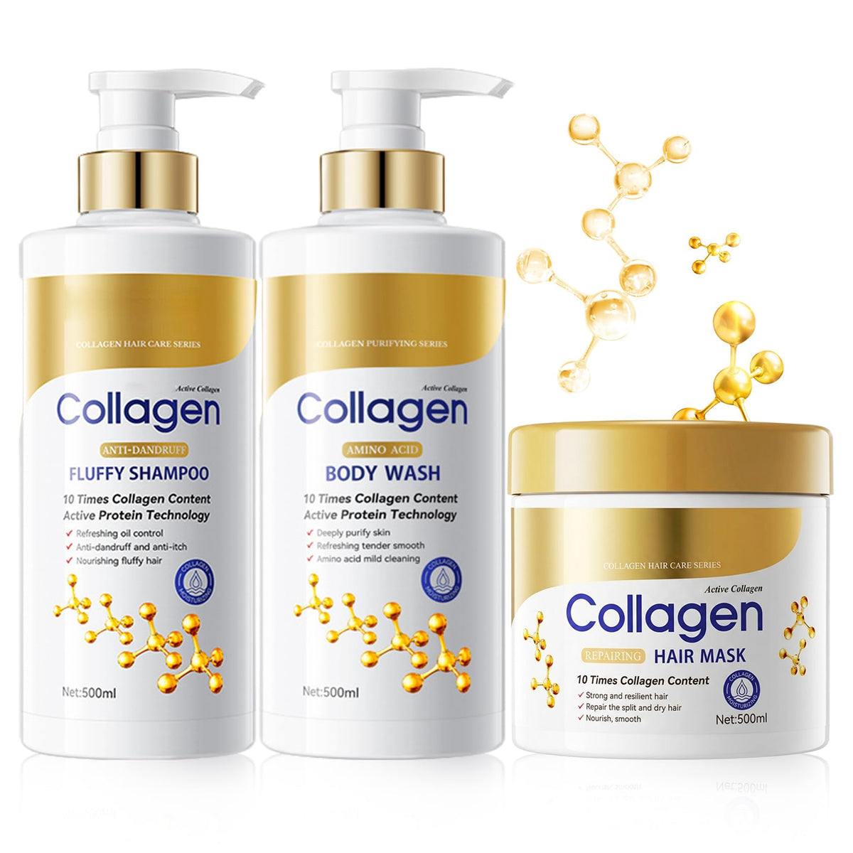 3 Piece Shampoo Body Wash Hair Mask Set Collagen - LXTTDABEN Official Imagery - 2