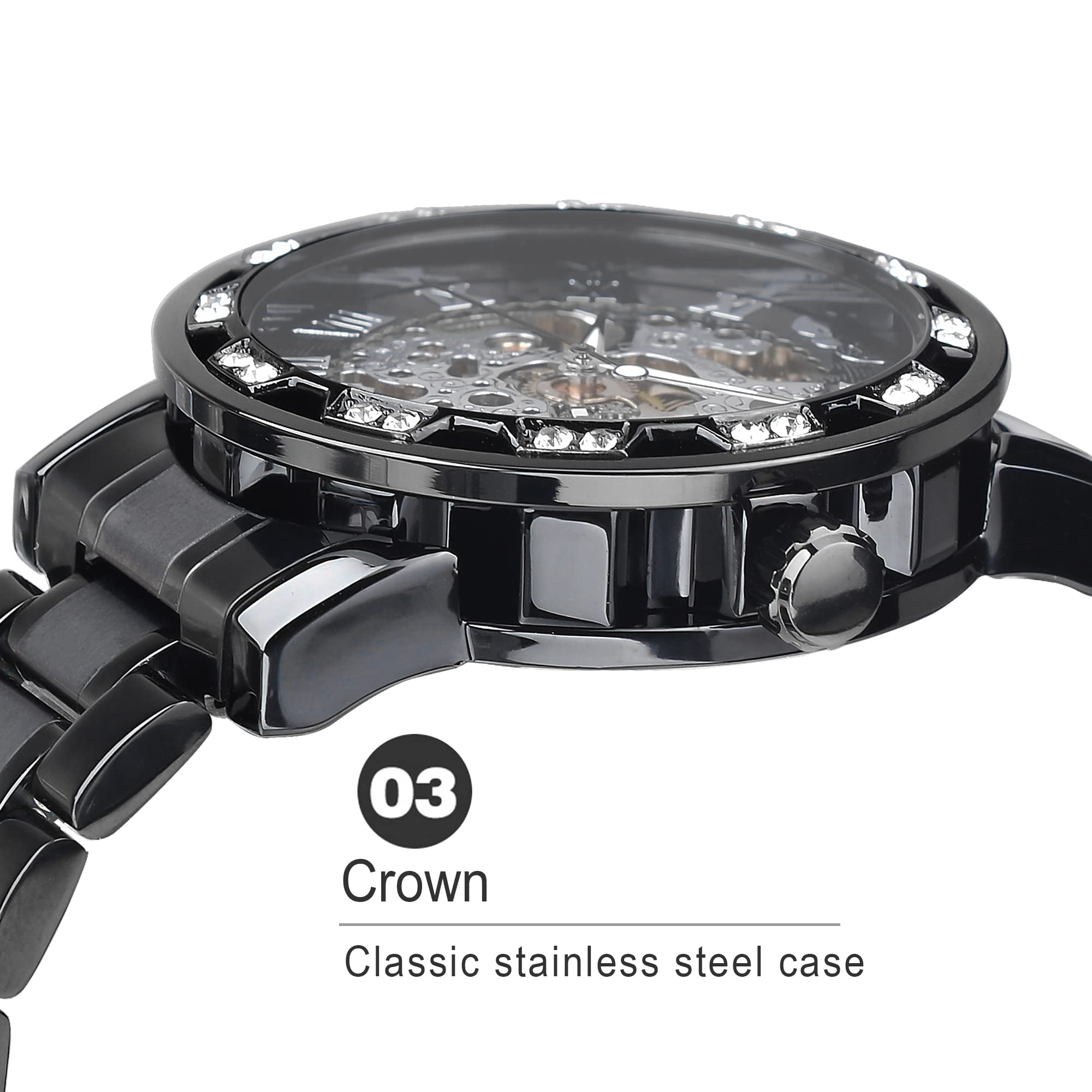 FORSINING Steampunk Skeleton Mechanical Watch for Men