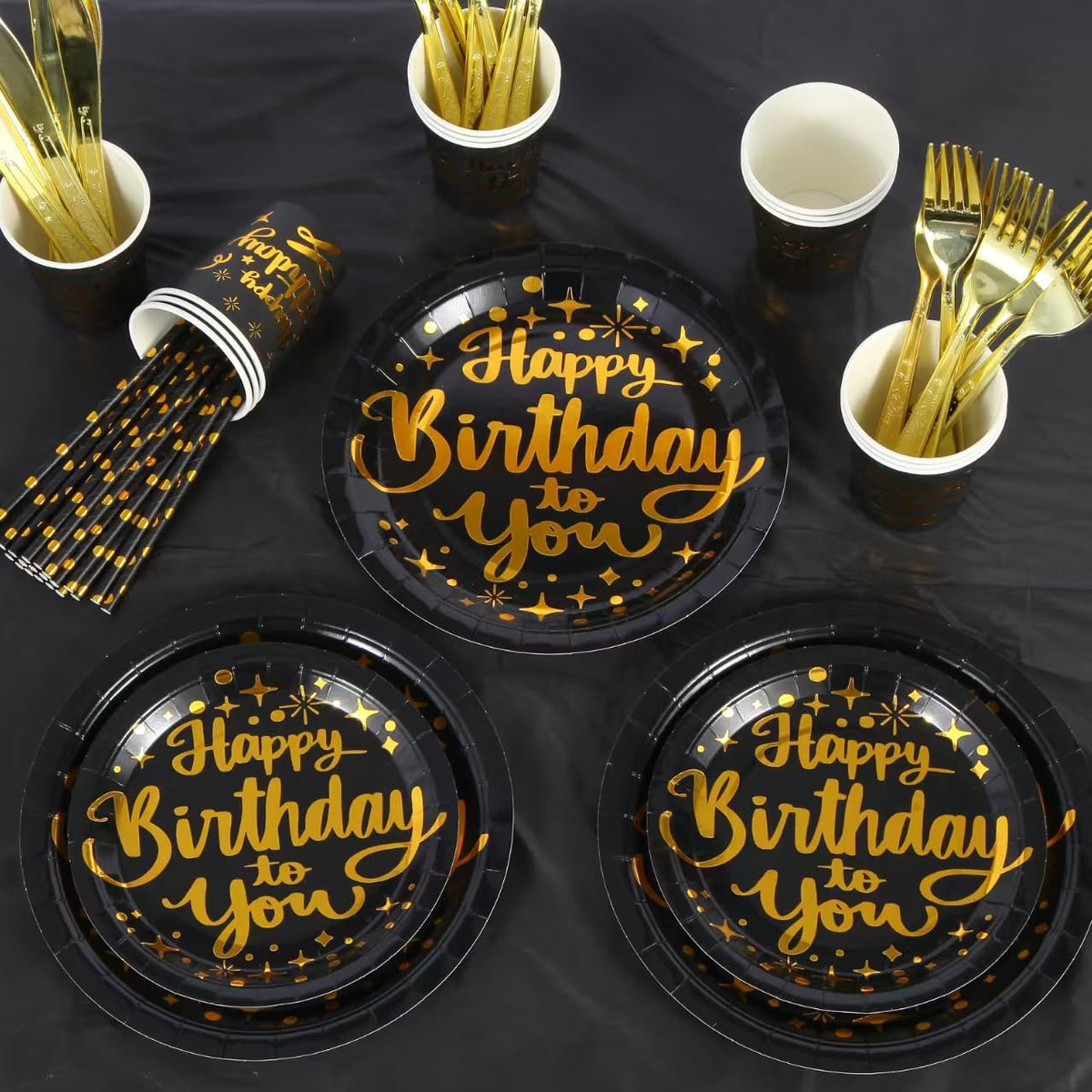201 Pieces Birthday Plate Set Birthday Decorations Includes - Zyzyphor Official Imagery - 3