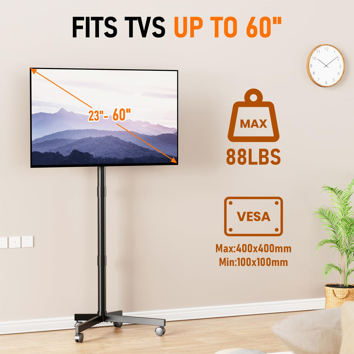 Rolling TV Stand Mobile TV Cart with Locking Wheels for 21 - Xyndyx Official Imagery - 8