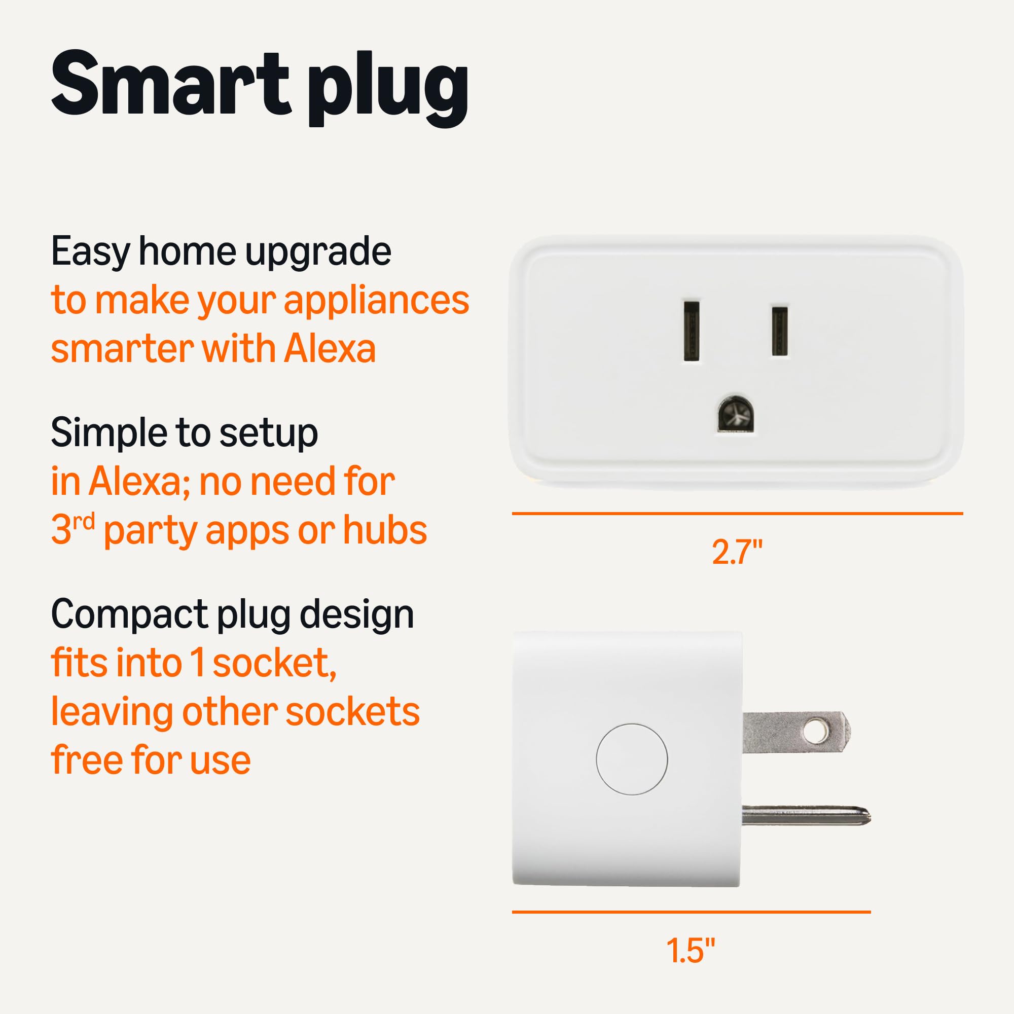 Amazon Basics Smart Plug, Works with Alexa Only, Voice Control, R - Amazon Basics Official Product View 2