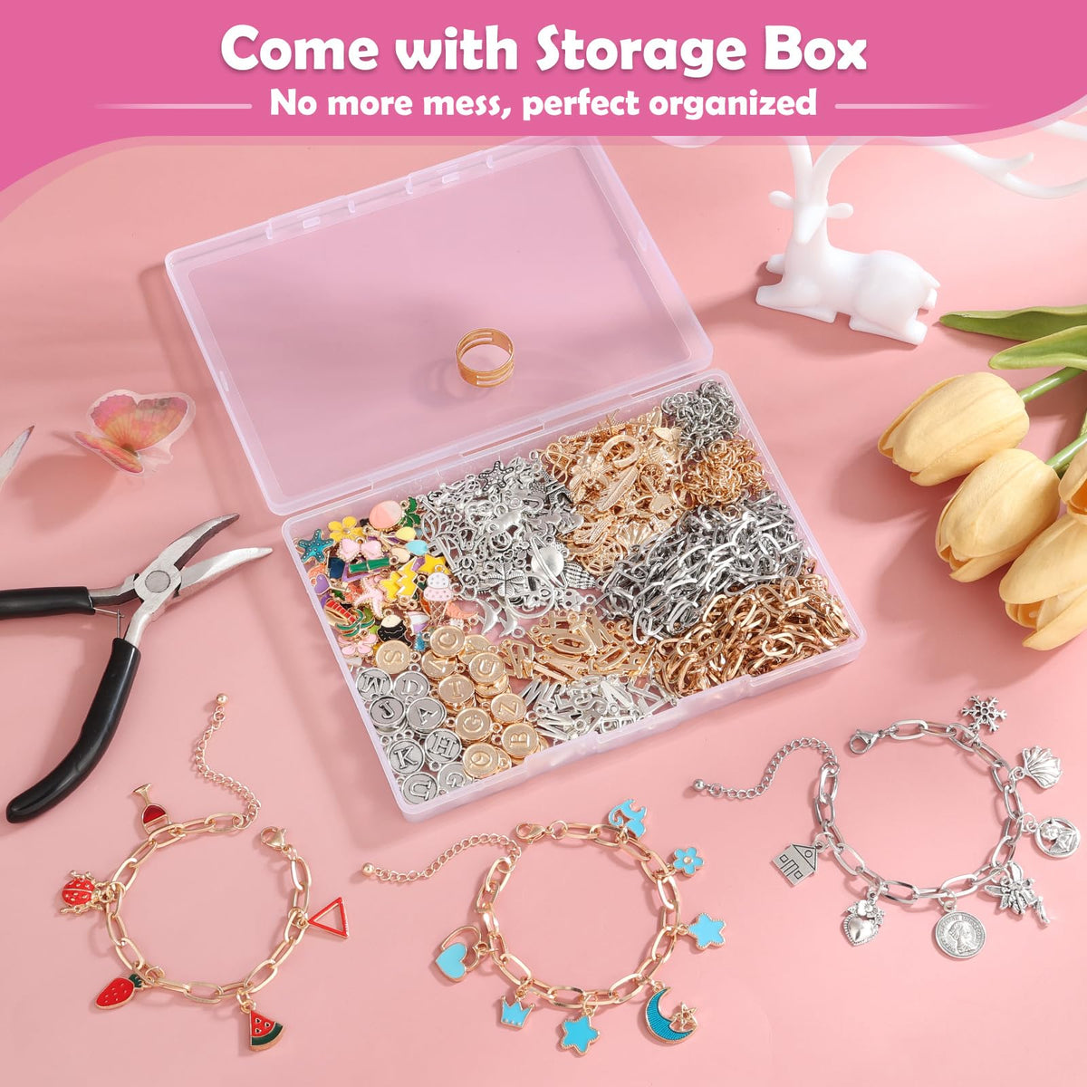 Charm Bracelet Making Kit for Adults Teens 477Pcs DIY Charm - Mckanti Official Imagery - 7