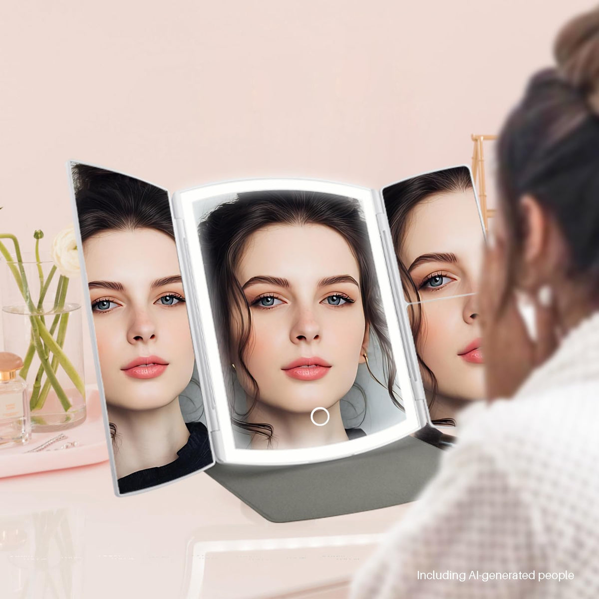 Makeup Mirror Vanity Mirror with Lights 2X 5X Jet Black - WIZCHARK Official Imagery - 3