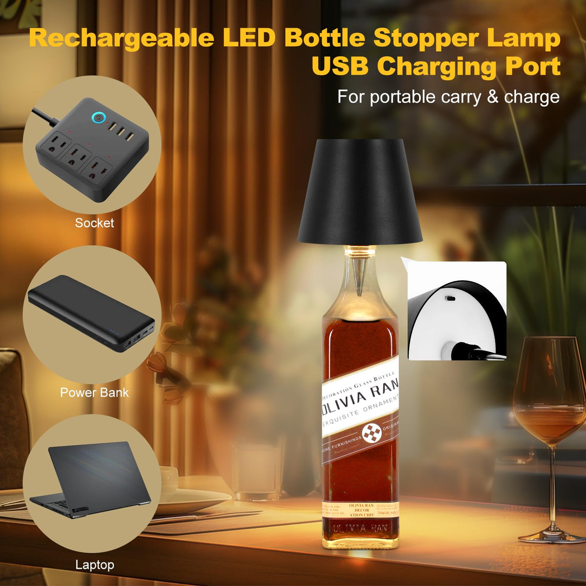 2 Pack Wine Bottle Lamps 2026 New 3 Color Rechargeable - Mebaraul Official Imagery - 4