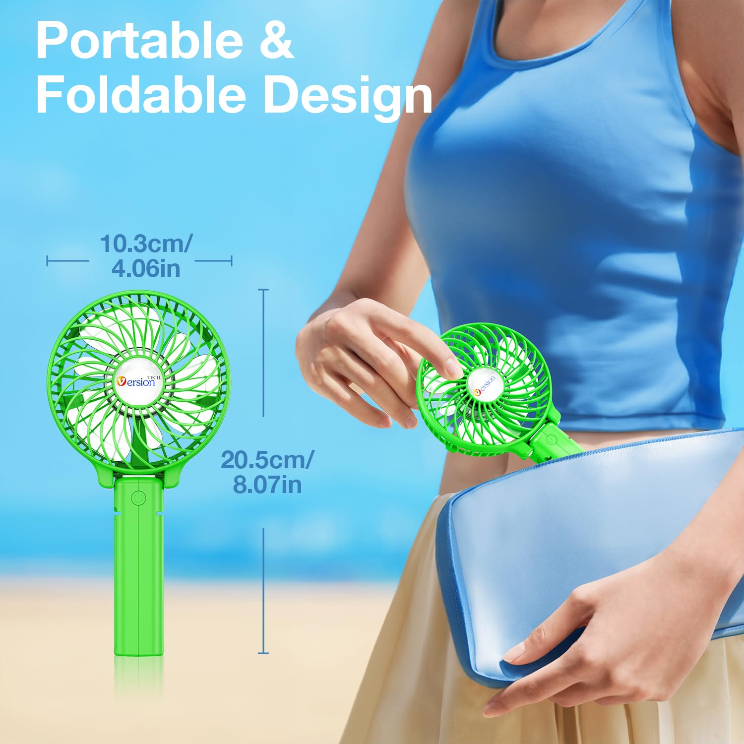 VersionTECH. Portable Handheld Fan, Powerful+Durable+4000mAh+180° - VersionTECH. Official Product View 2