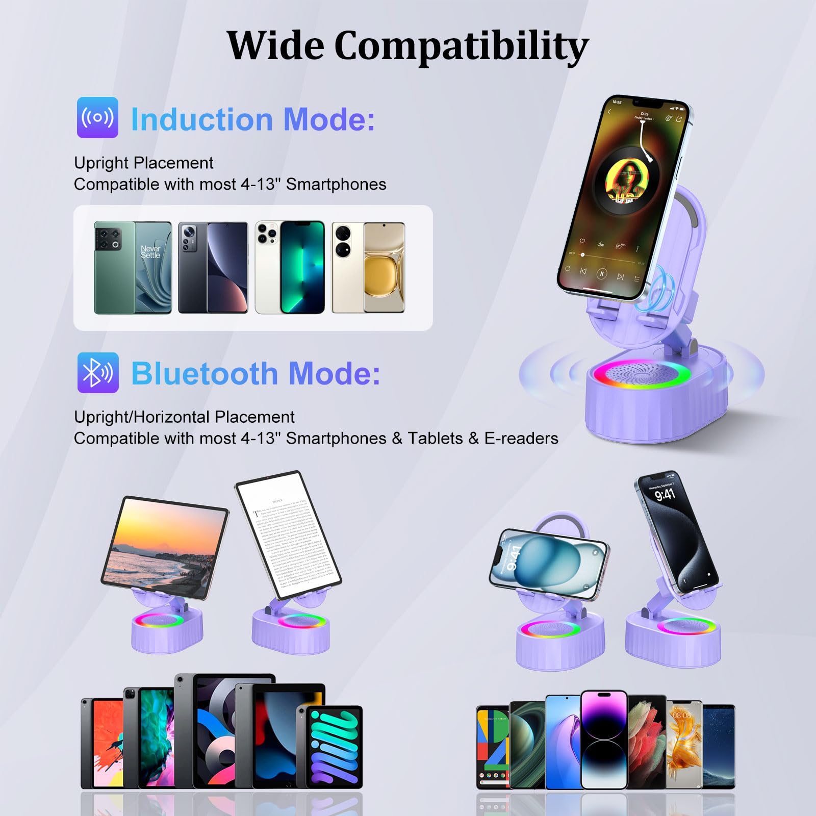 AKLLCCR Wireless Induction Bluetooth Speaker 5in1 Phone Holder Sp - AKLLCCR Official Product View 4