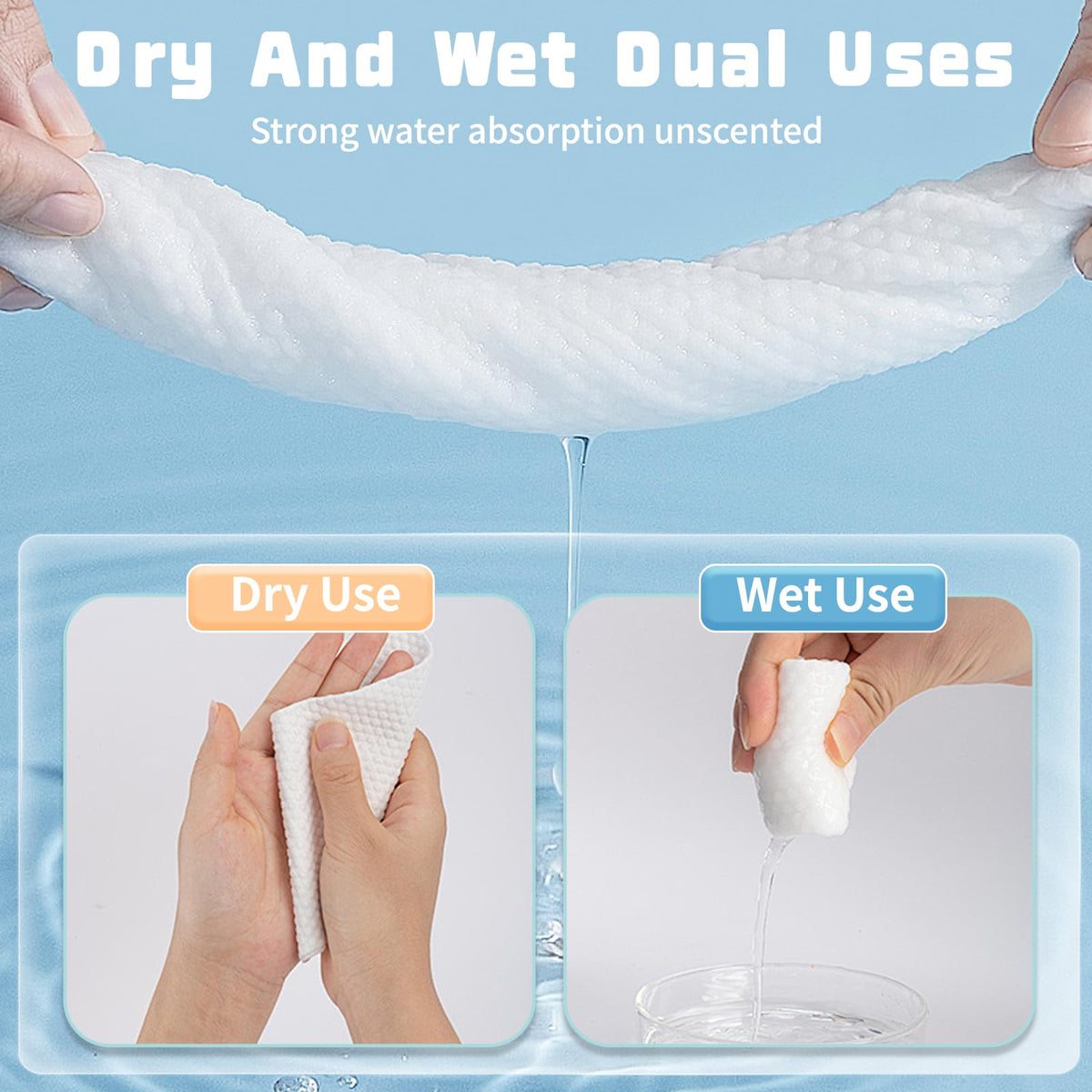 100 Count Disposable Face Towel Biodegradable Facial Dry - MISHCHI Official Imagery - 5