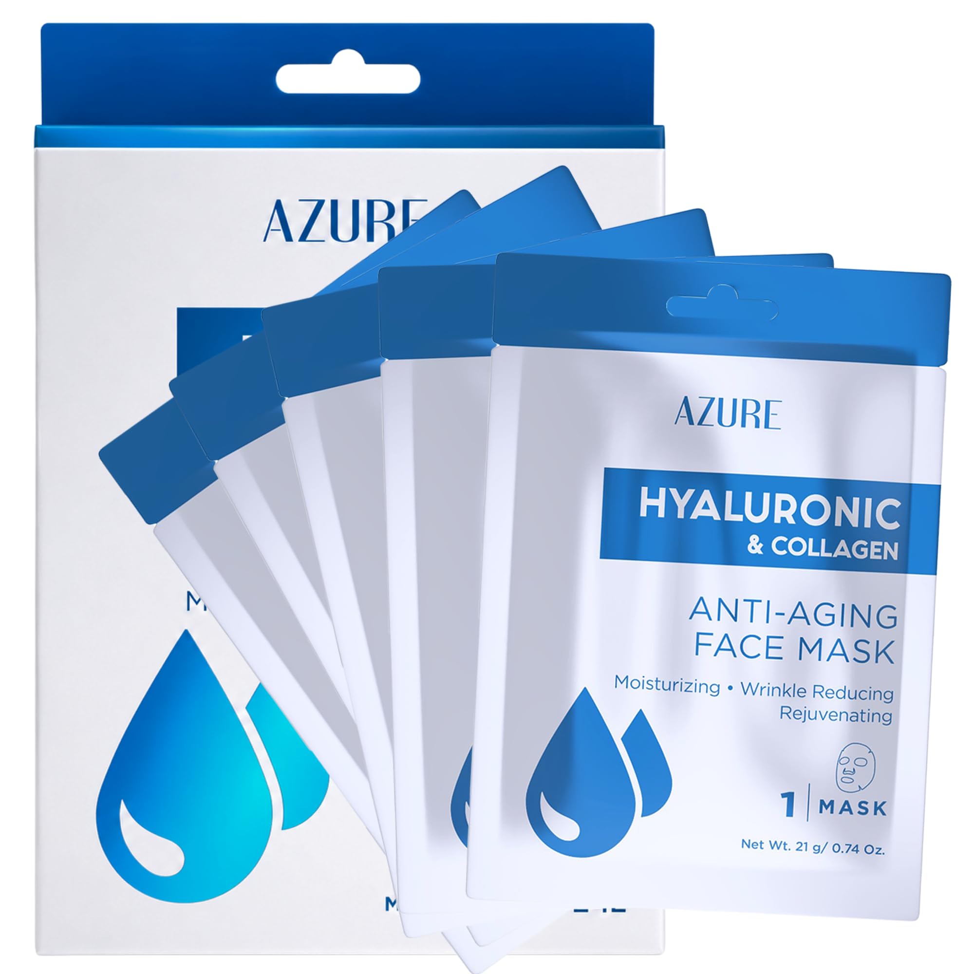 Vitamin C &amp; Collagen Korean Sheet Masks, Dermatologist Tested - Azure Cosmetics