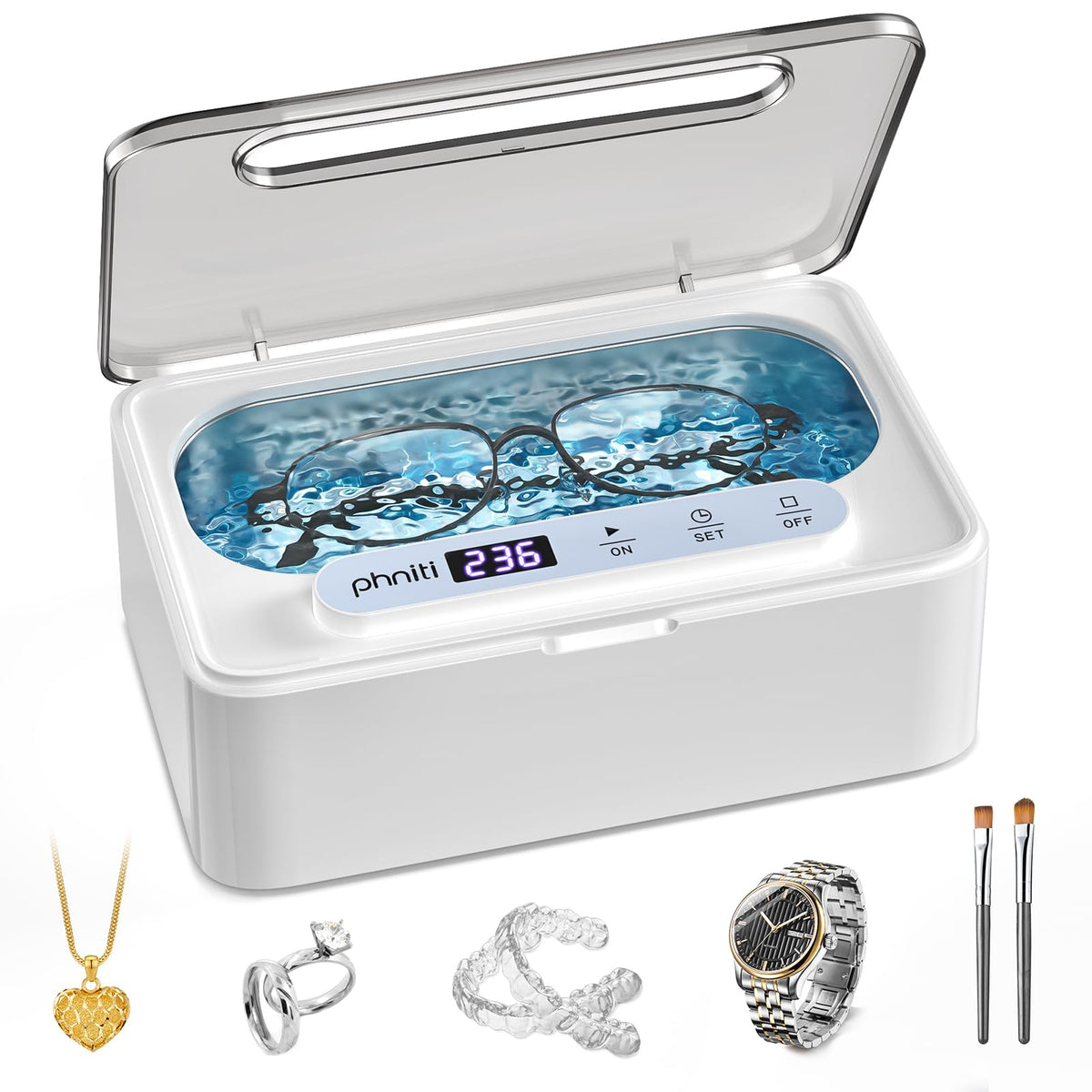 Ultrasonic Jewelry Cleaner for Glasses Watches Rings - Phniti Official Imagery - 2