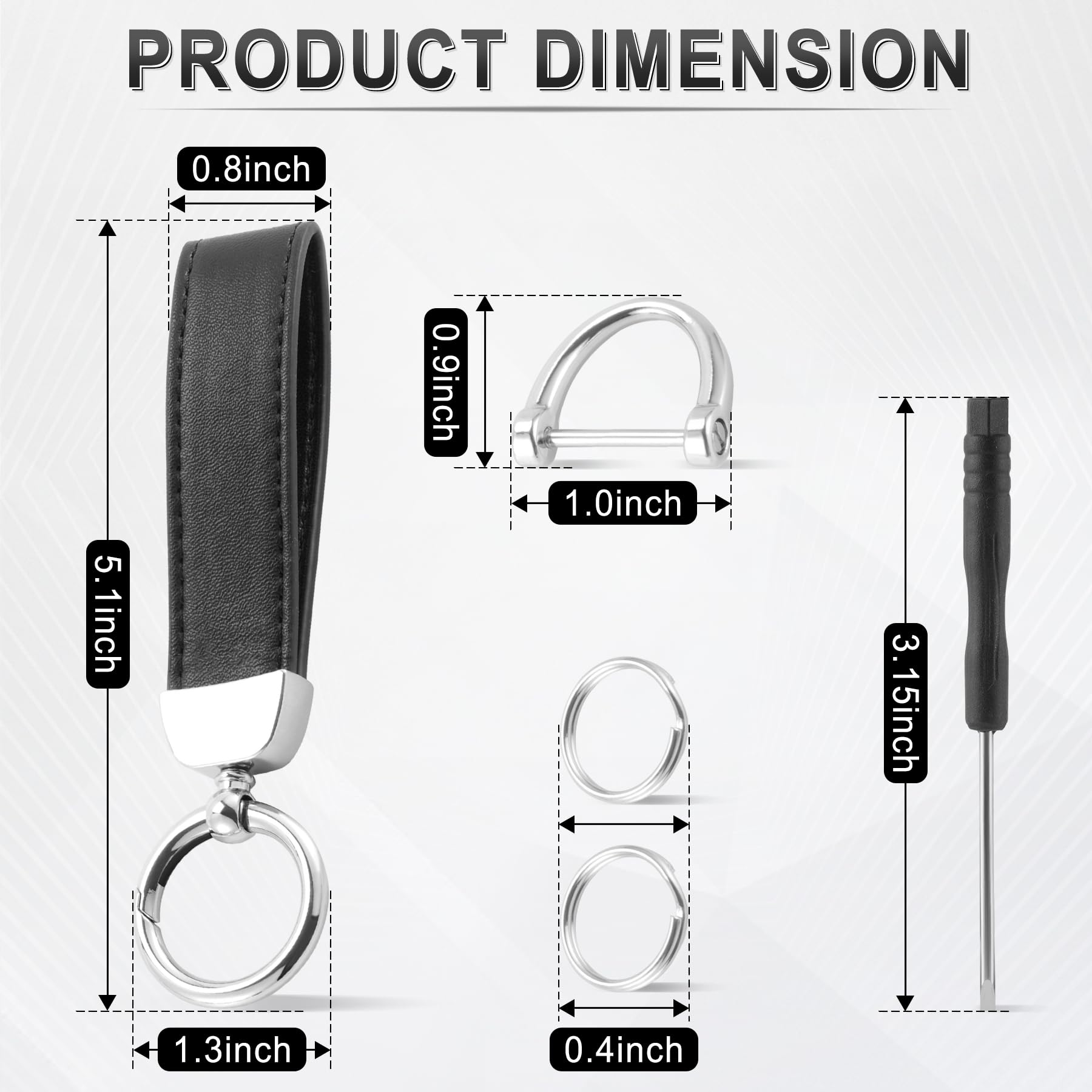 JUSTTOP Leather Keychain, Car Key Chain with Anti-Lost D-Ring and - JUSTTOP Official Product View 2