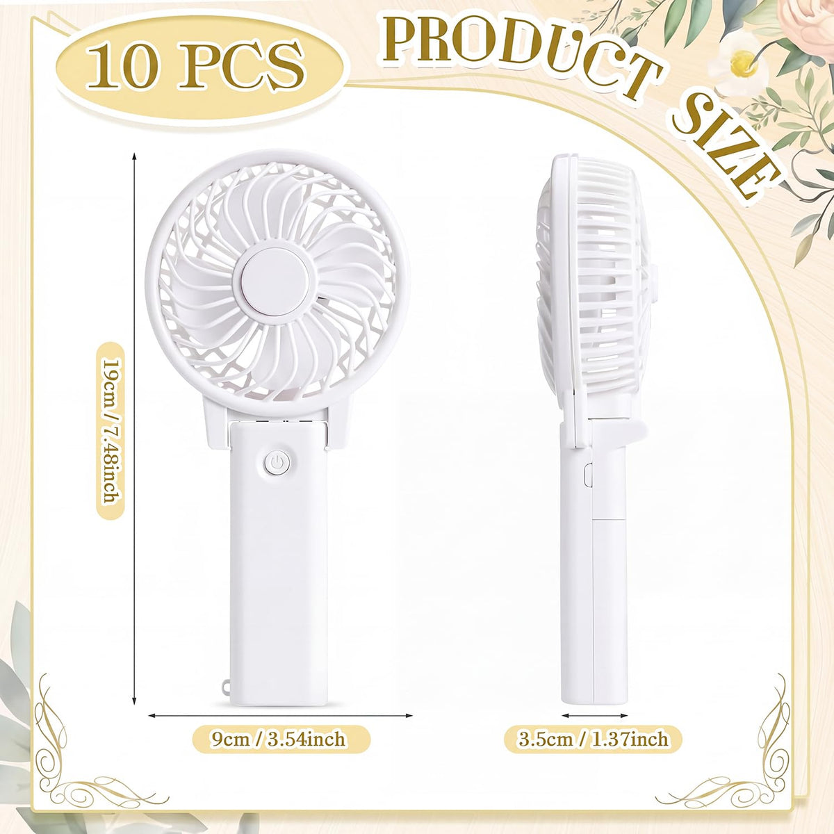 Glooglitter 10 Pcs Handheld Mini Fans Bulk for Wedding Favor - Glooglitter Official Imagery - 3