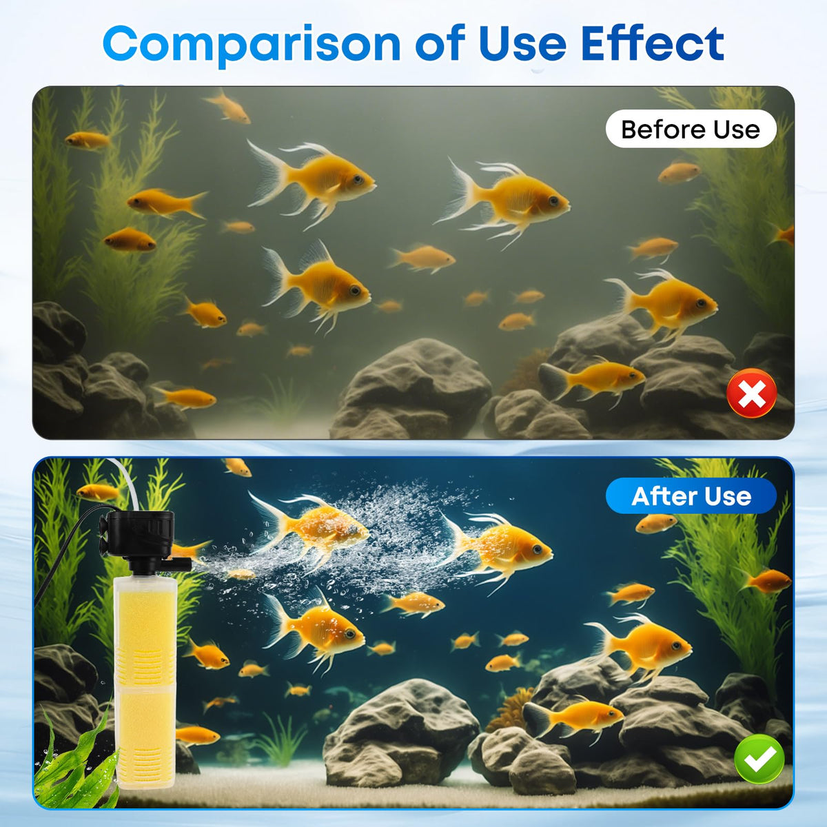320GPH Aquarium Filter for 40 100 Gallon Fish Tanks 4 in 1 - Donhallstar Official Imagery - 7