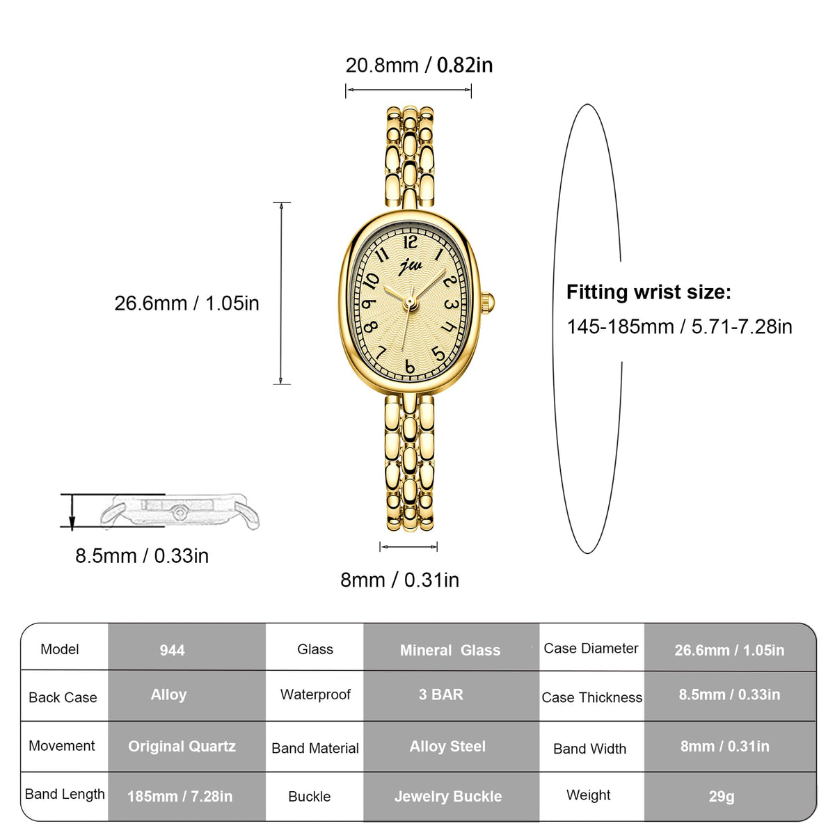 Women s Watches Gold Small Oval Dainty Wrist Watch for - Asdppe Official Imagery - 5